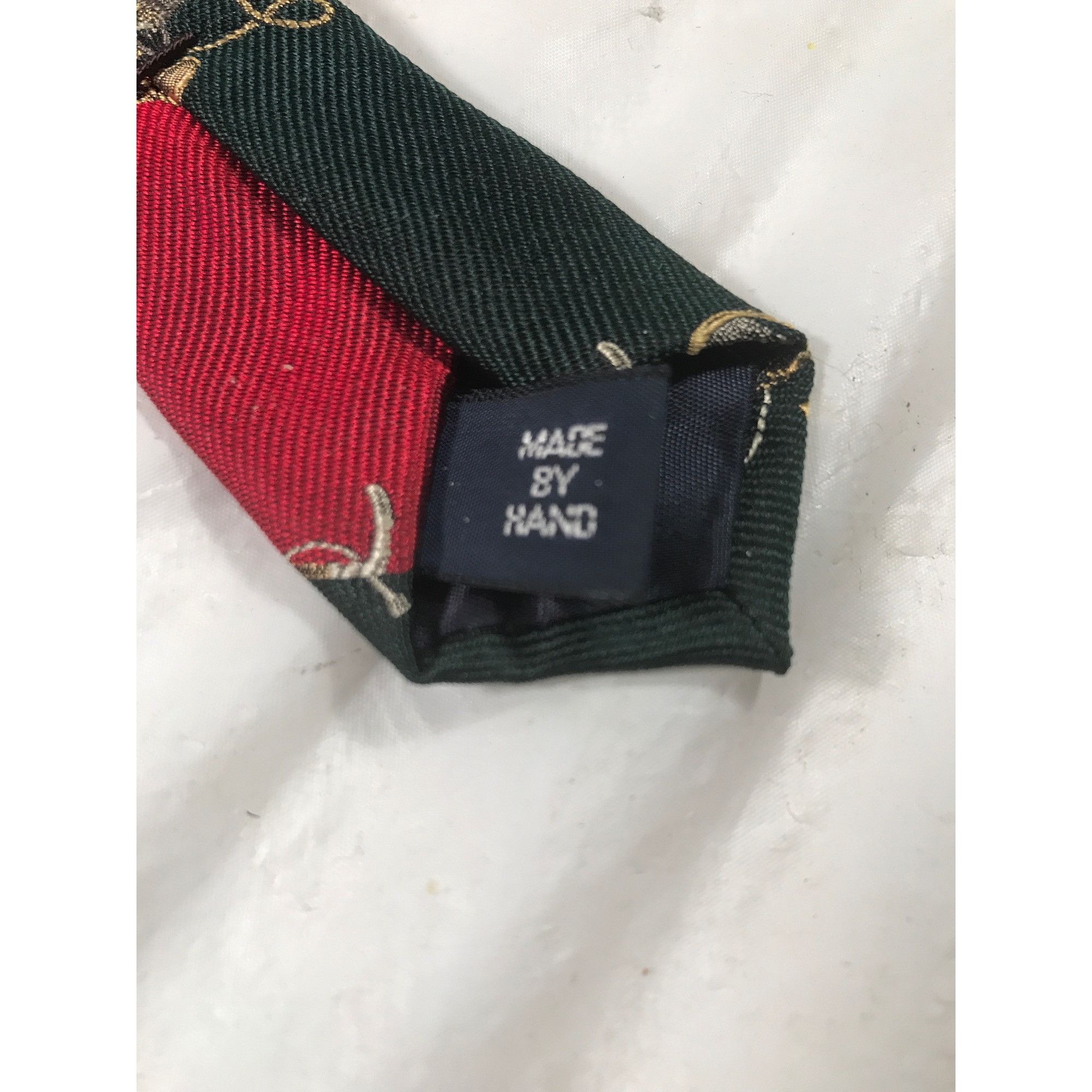 Polo Ralph Lauren Polo Ralph Lauren Handmade Silk Red & Green Fox & Horn Tie Size ONE SIZE - 4 Thumbnail