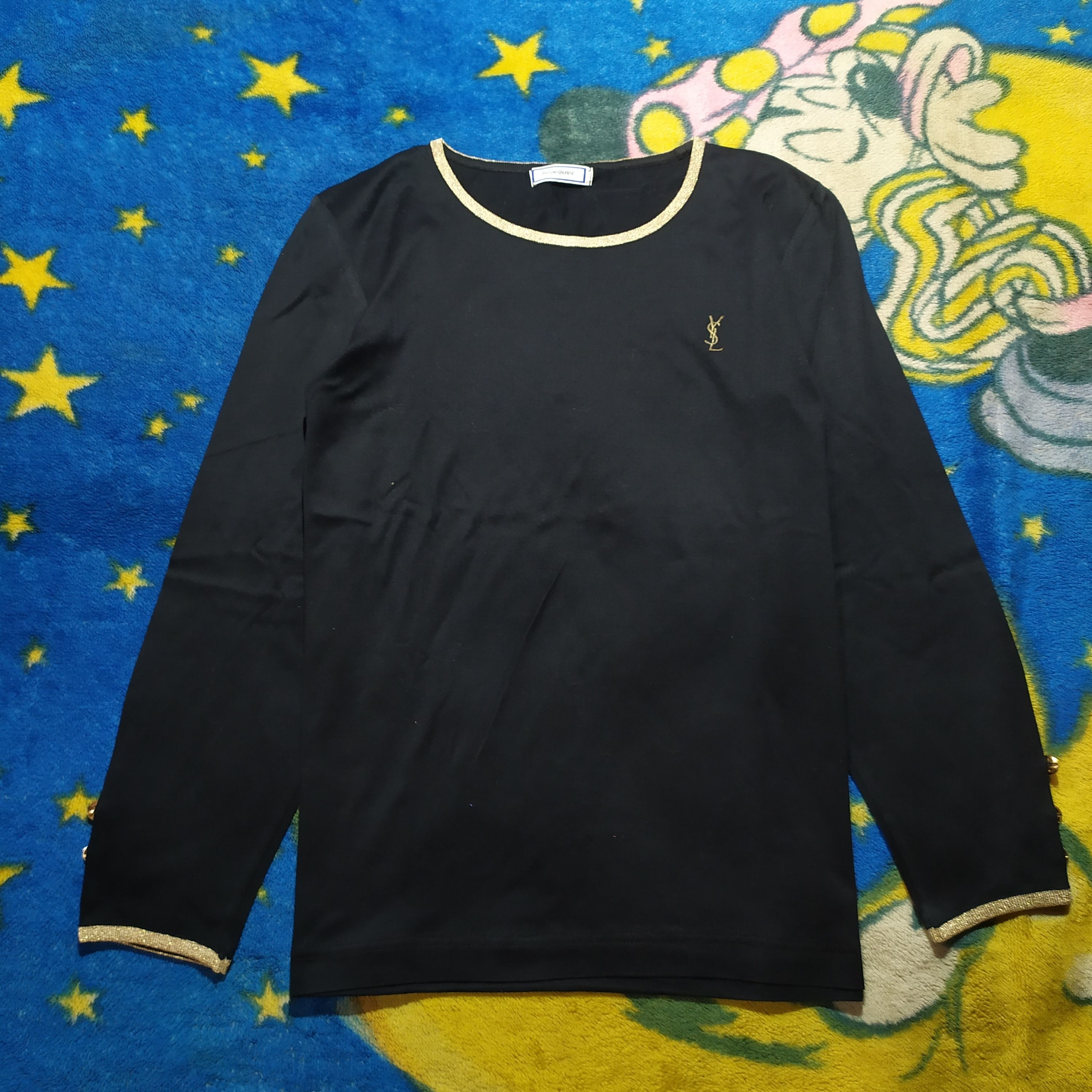 image of YSL Pour Homme YSL Black Gold Long Sleeve in Black/Gold, Women's (Size Medium)