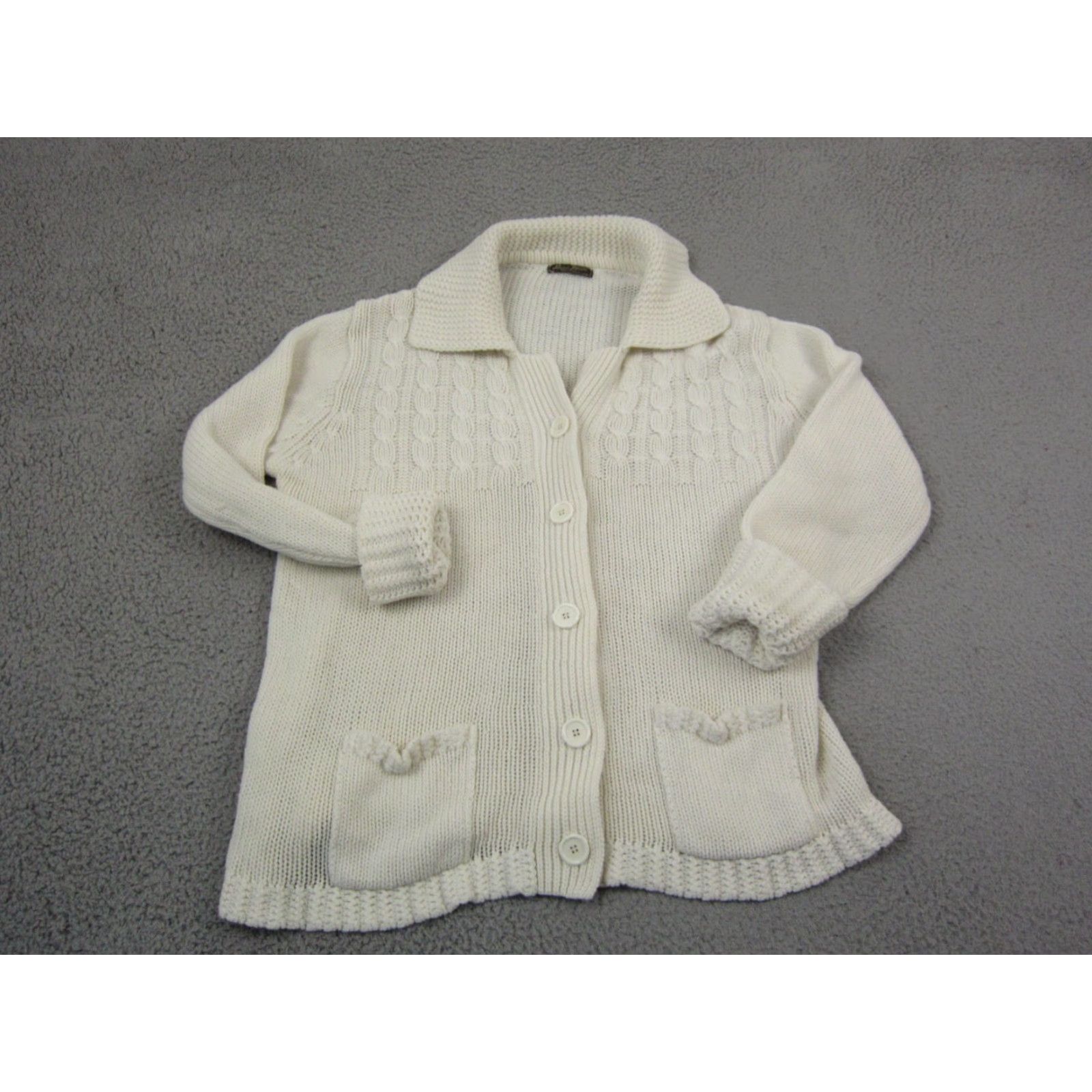 Vintage VINTAGE Gianni Berinni Cardigan Womens 46 Creme Big Collar Knit Sweater 70s 80s Size L / US 10 / IT 46 - 7 Thumbnail
