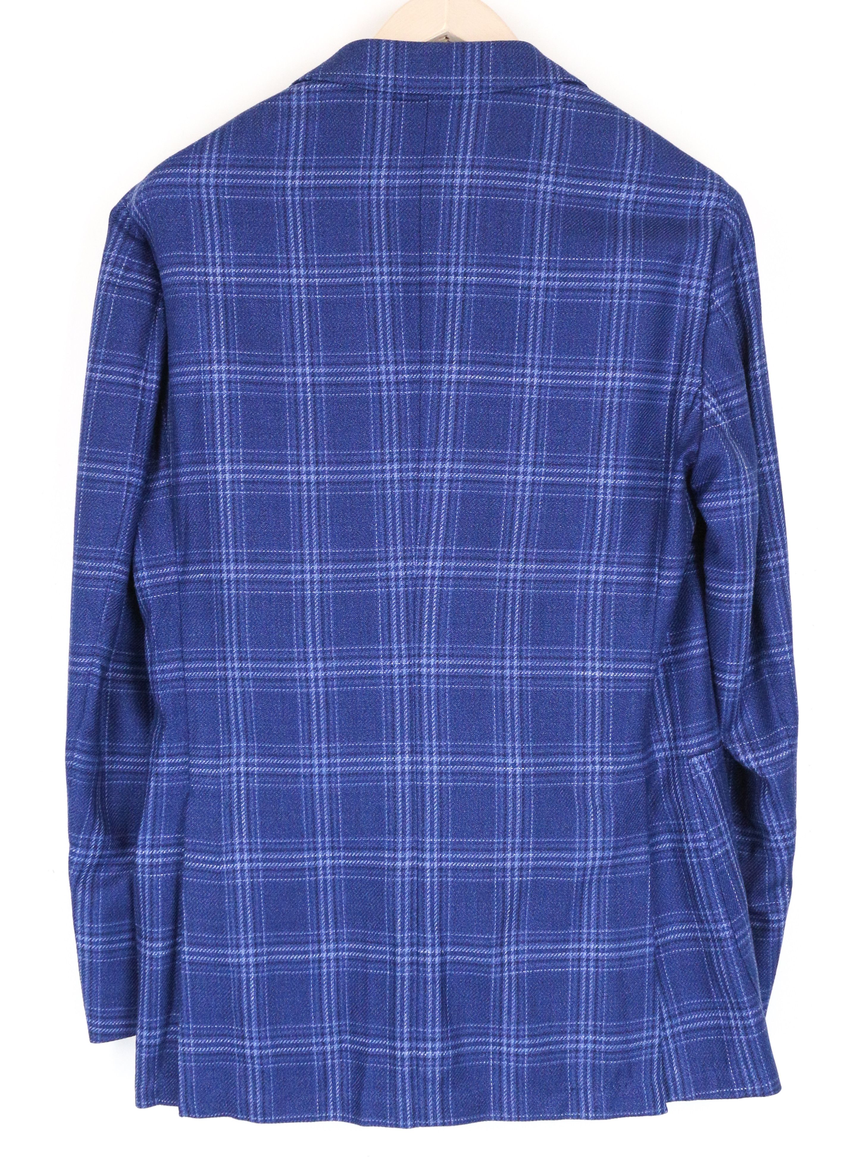 Suitsupply HAVANA UK36R Blue Slim Wool Silk Linen Checked Blazer 60968 Size 36R - 2 Thumbnail