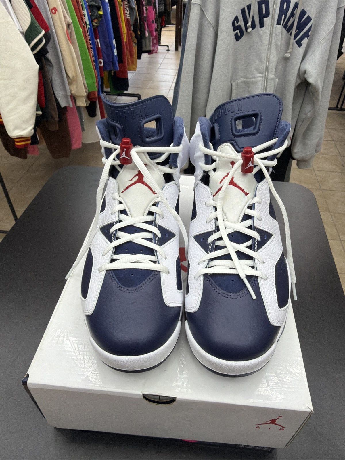 Jordan Brand Jordan Air Jordan 6 Retro Olympic 2024 White Navy High Top Size US 10.5 / EU 43-44 - 5 Thumbnail