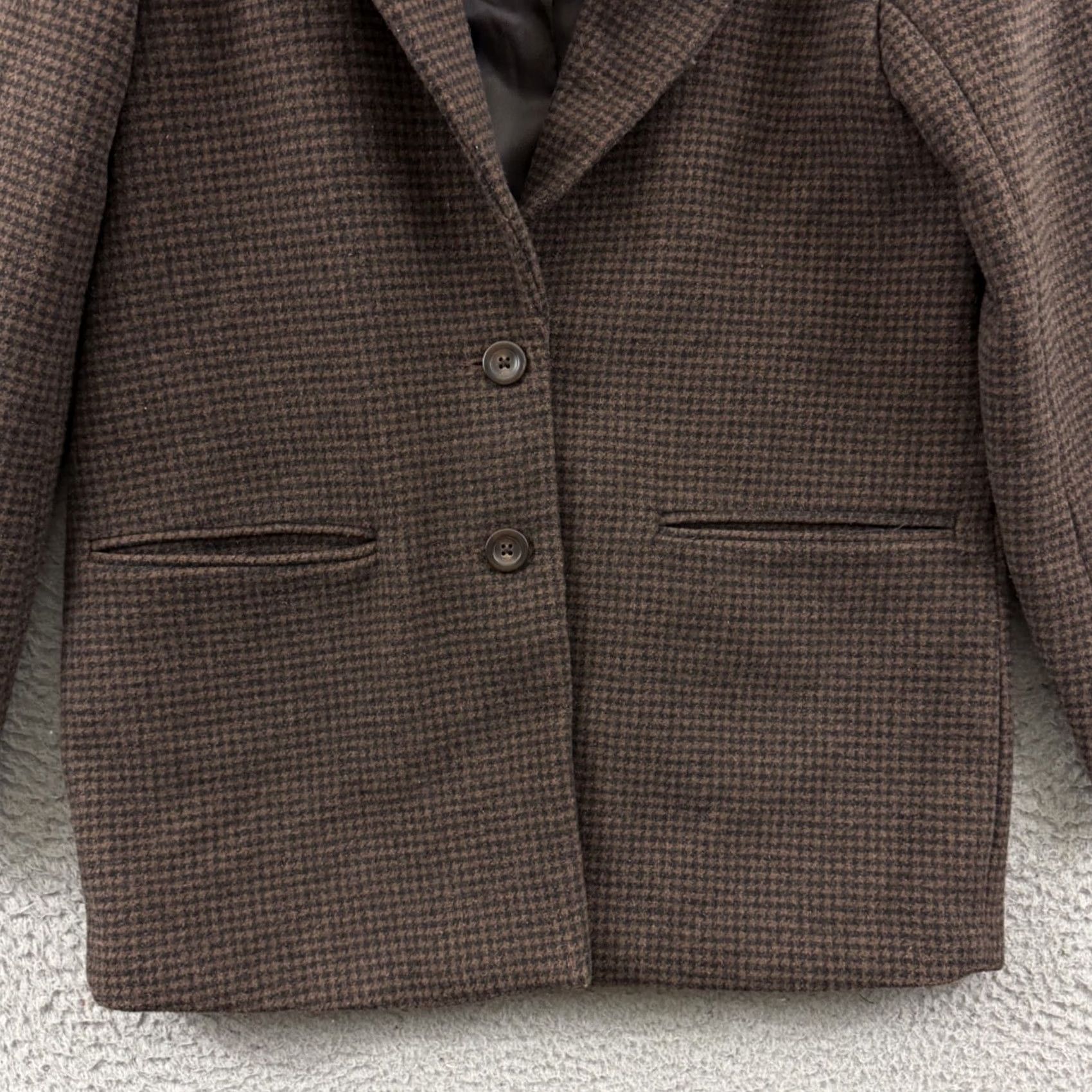 Abercrombie & Fitch VINTAGE Abercrombie & Fitch Coat Womens SP Brown Wool Houndstooth Blazer Jacket Preppy Size S / US 4 / IT 40 - 2 Thumbnail