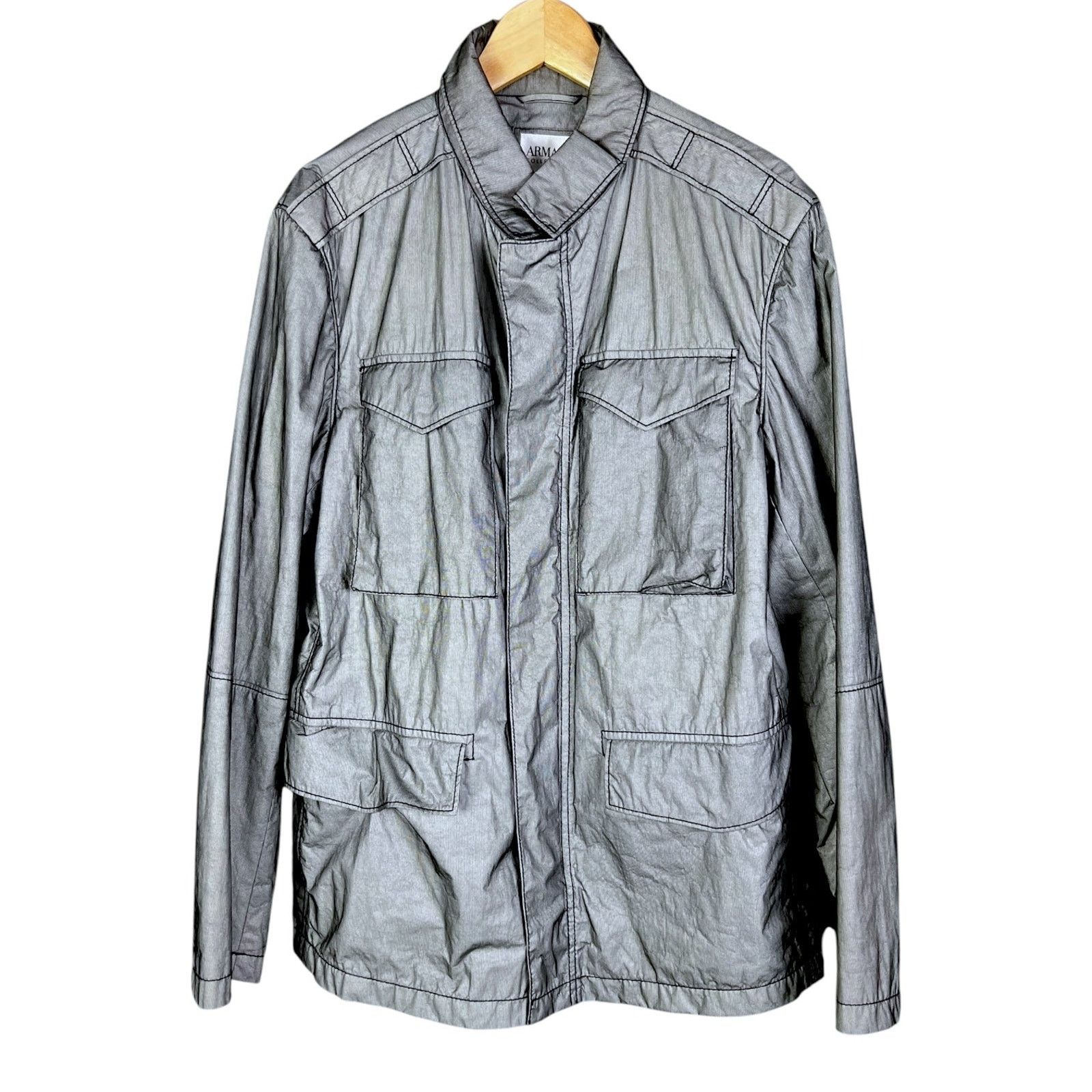 Armani Collezioni Armani Collezioni Men's L Gray Full Zip Field Jacket Luxury Size US L / EU 52-54 / 3 - 1 Thumbnail