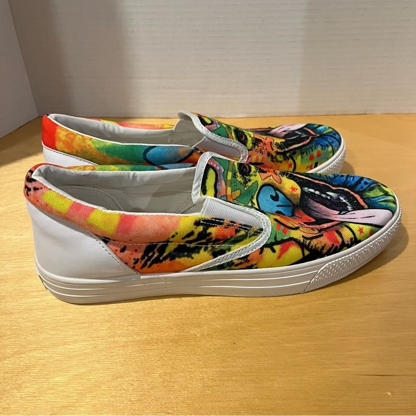 Other Colorful Dog Face Shoes Womens 9 Rainbow Hippie Boho Slip On Size US 9 / IT 39 - 5 Thumbnail