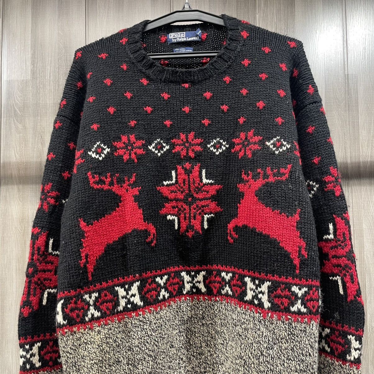 Ralph Lauren Vintage Polo Ralph Lauren Hand Knit Wool Reindeer Sweater Size US XL / EU 56 / 4 - 4 Thumbnail