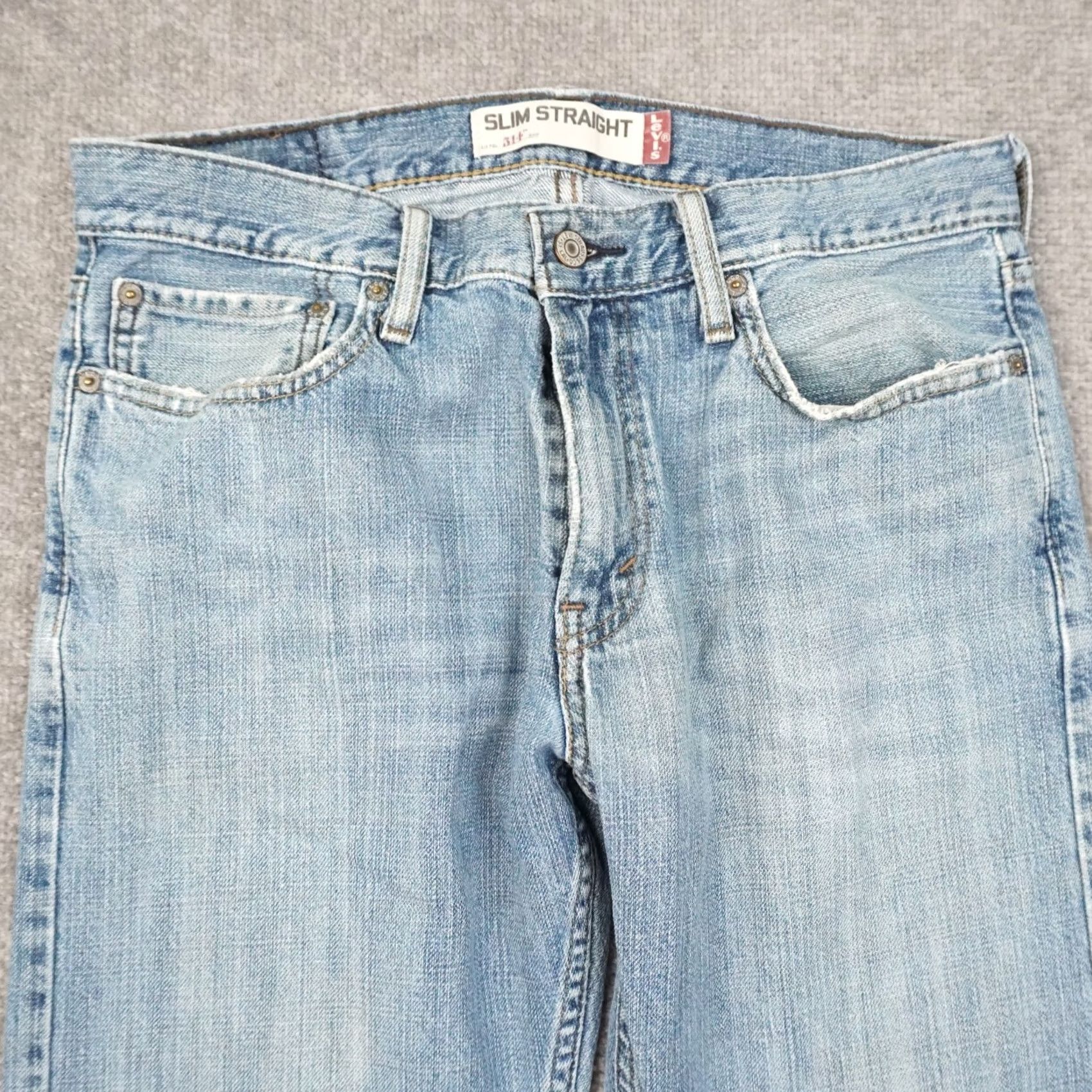 Levi's Levi's 514 Slim Straight Mens 32x28 Light Wash Blue Denim Jeans Size US 32 / EU 48 - 7 Thumbnail