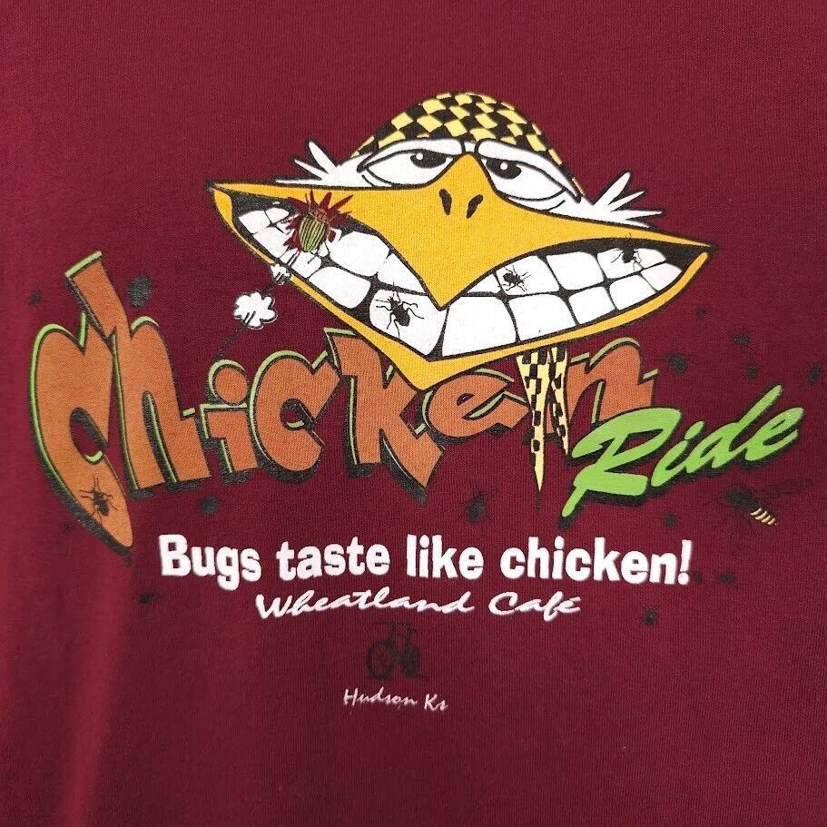 Gildan Hudson Chicken Ride T Shirt Mens Size 2XL Red Wheatland Cafe Size US XXL / EU 58 / 5 - 2 Thumbnail