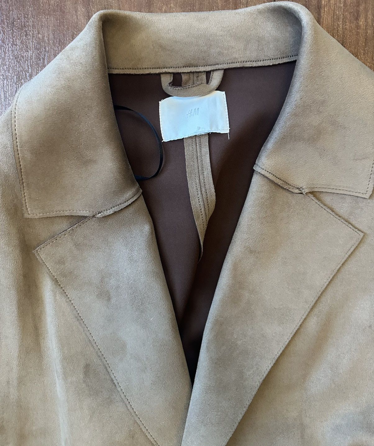 H&M H&M Women’s Faux Suede Coat Long XS Dark Beige Light Brown Size XS / US 0-2 / IT 36-38 - 4 Thumbnail