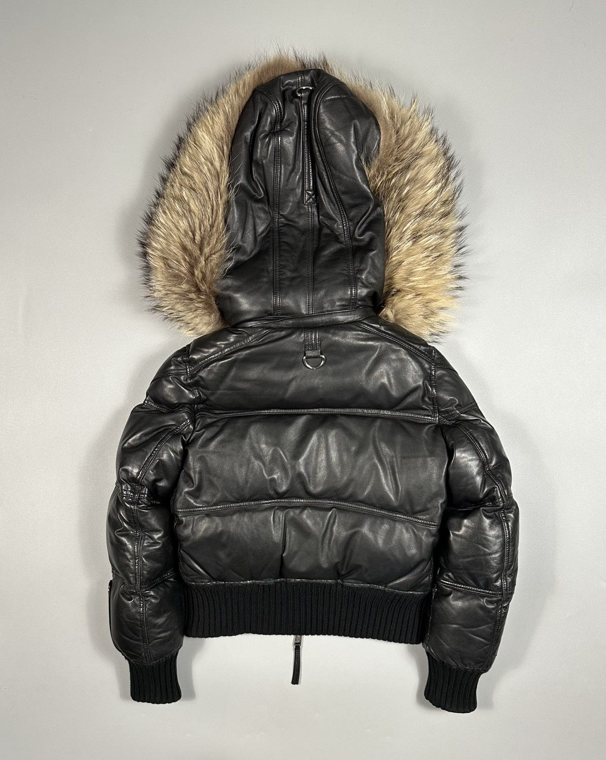 Dsquared2 F/W2008 Dsquared2 Leather Hooded Fur Bomber Down Jacket Size M / US 6-8 / IT 42-44 - 2 Thumbnail
