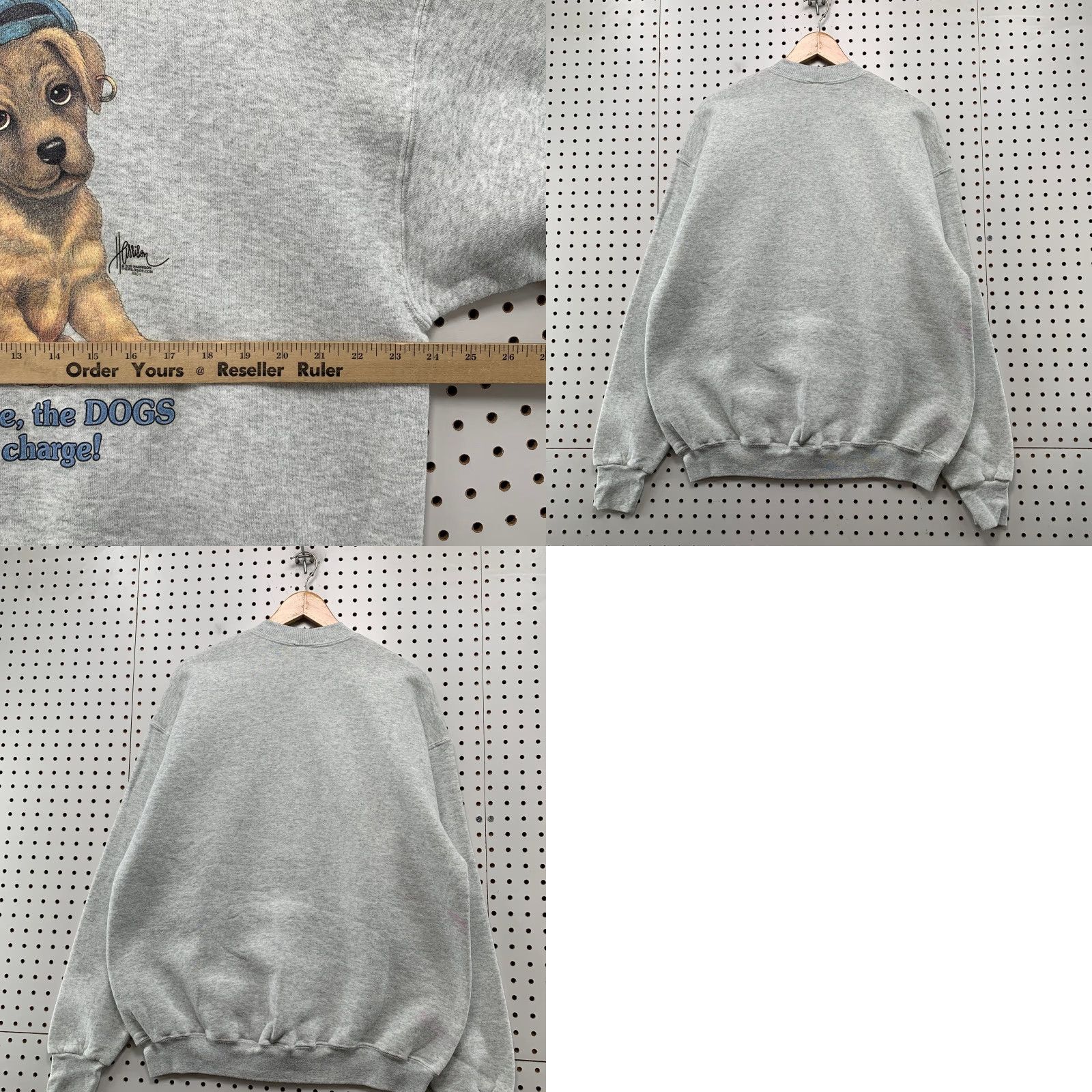 Fruit Of The Loom Vintage Sweatshirt Mens XL Gray Fleece Dog Puppy Funny Golden Retriever Size US XL / EU 56 / 4 - 8 Thumbnail