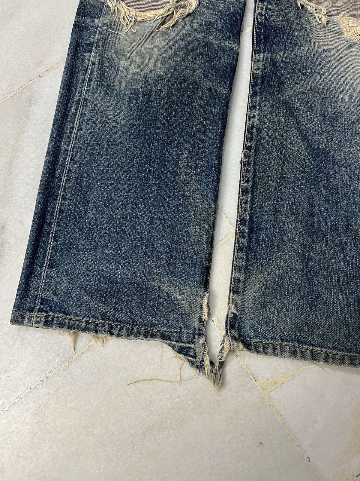 Edwin 💥INSANE💥 Vintage 90’s Edwin 505x Distressed Selvedge Jeans Size US 28 / EU 44 - 6 Thumbnail