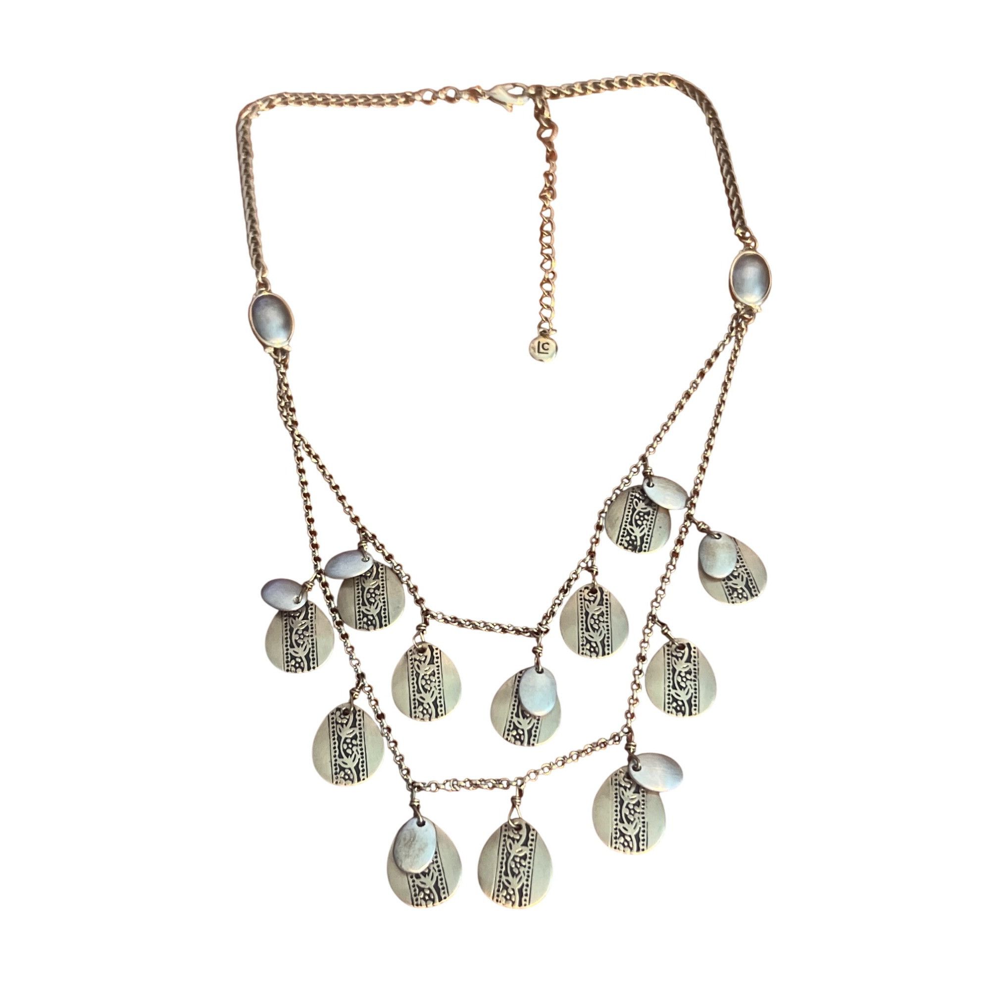 Liz Claiborne Liz Claiborne Layered Necklace Gold Silver Tone Discs Dangle Size ONE SIZE - 1 Thumbnail