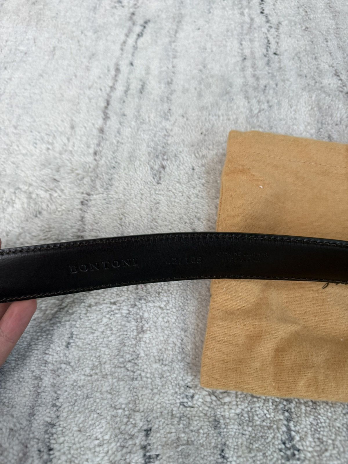 Bontoni Bontoni Brown Leather Belt Size 42/105 Size 42 - 4 Thumbnail