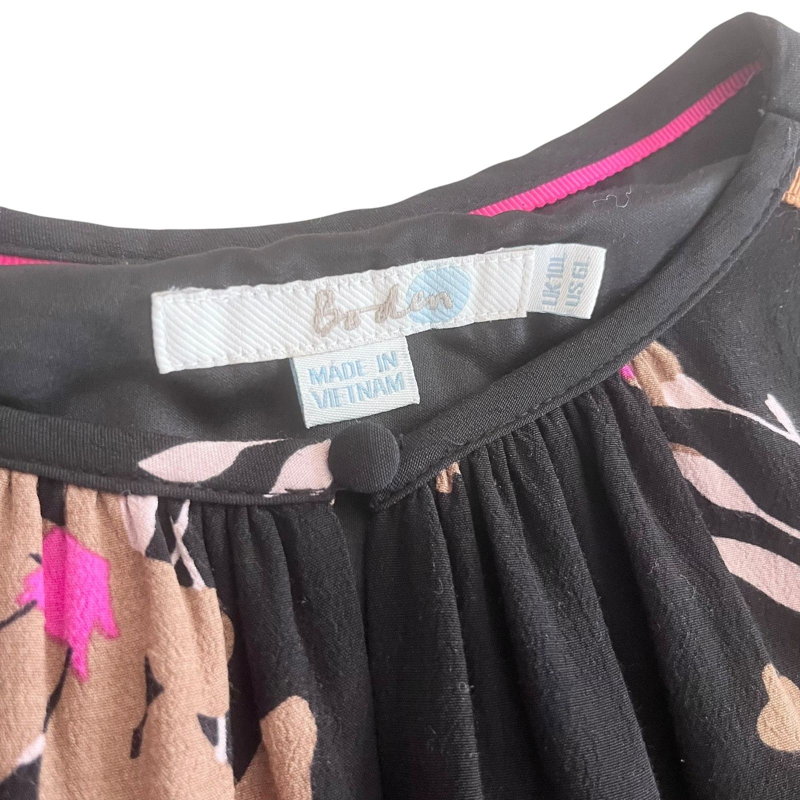 Boden Boden Mara Black Floral Print Shift Knee Length Dress Size M / US 6-8 / IT 42-44 - 2 Thumbnail