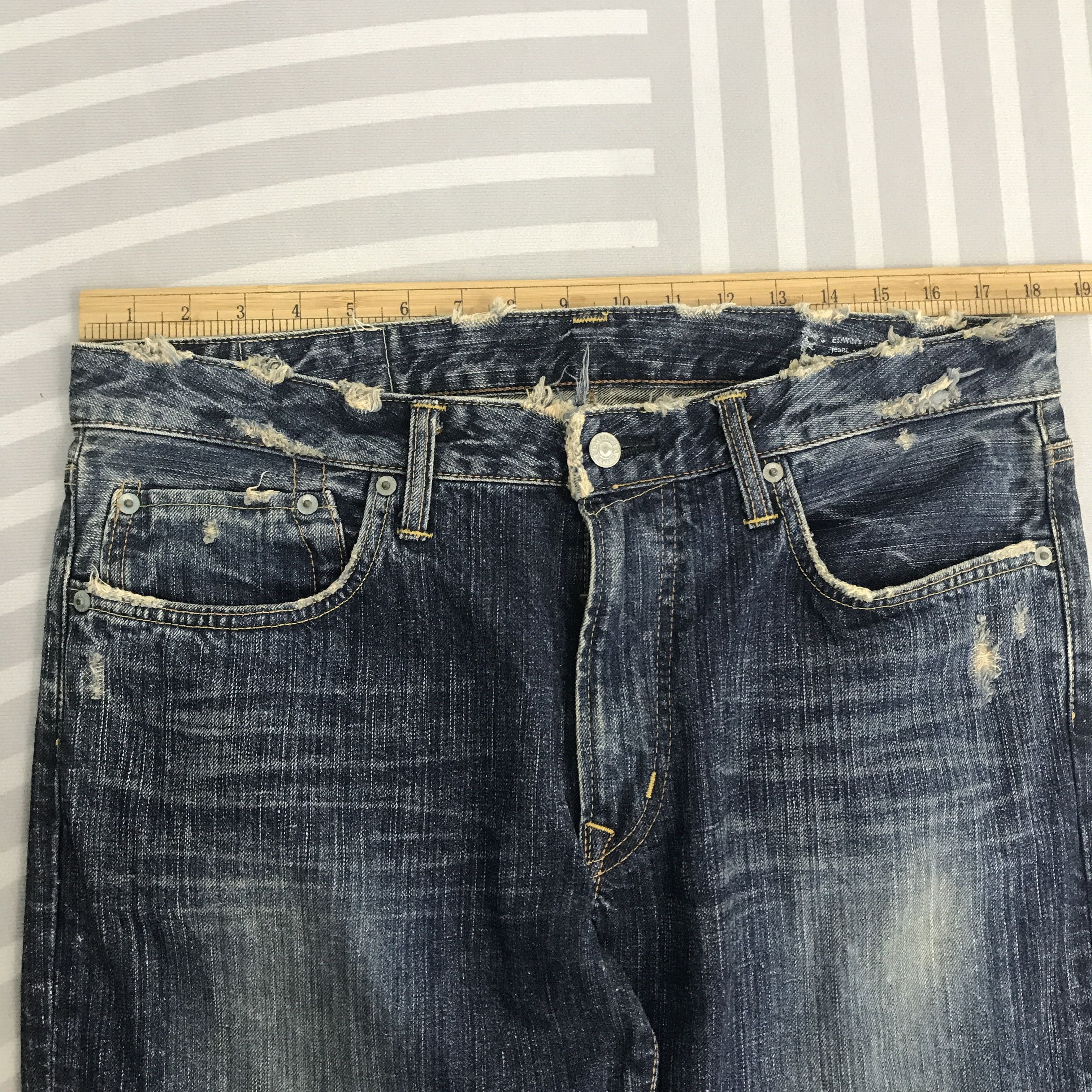 Edwin × Vintage Flare Edwin Japan distressed bootcut Denim pants Size US 34 / EU 50 - 7 Thumbnail