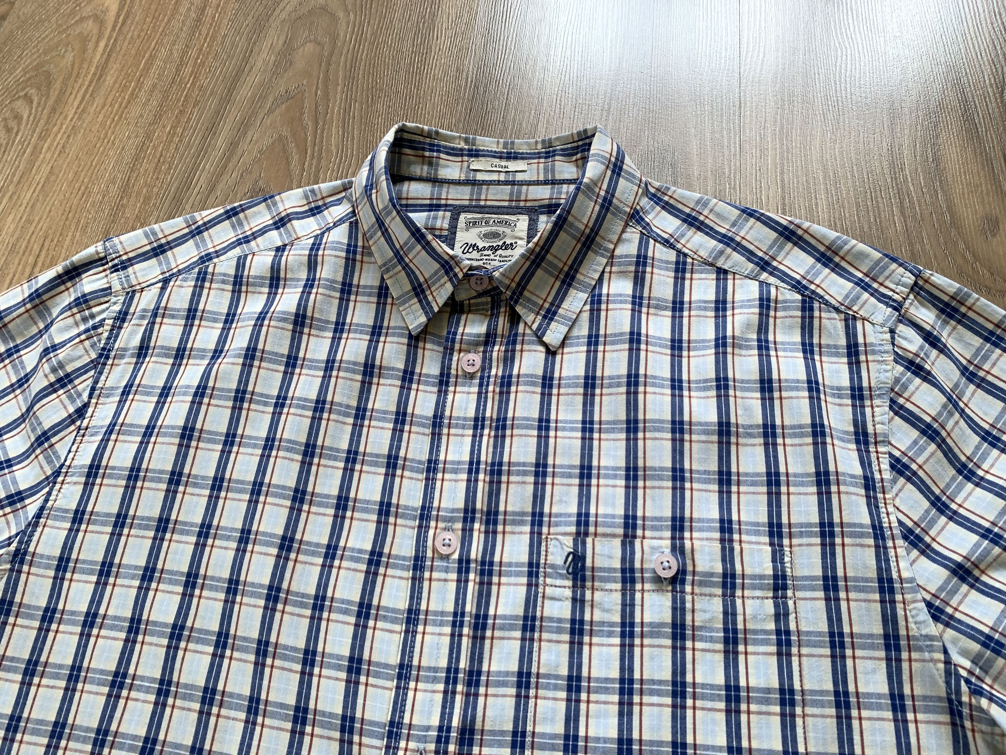 Vintage × Wrangler Wrangler Plaid Casual Cotton Short Sleeve Shirt Size US L / EU 52-54 / 3 - 4 Thumbnail