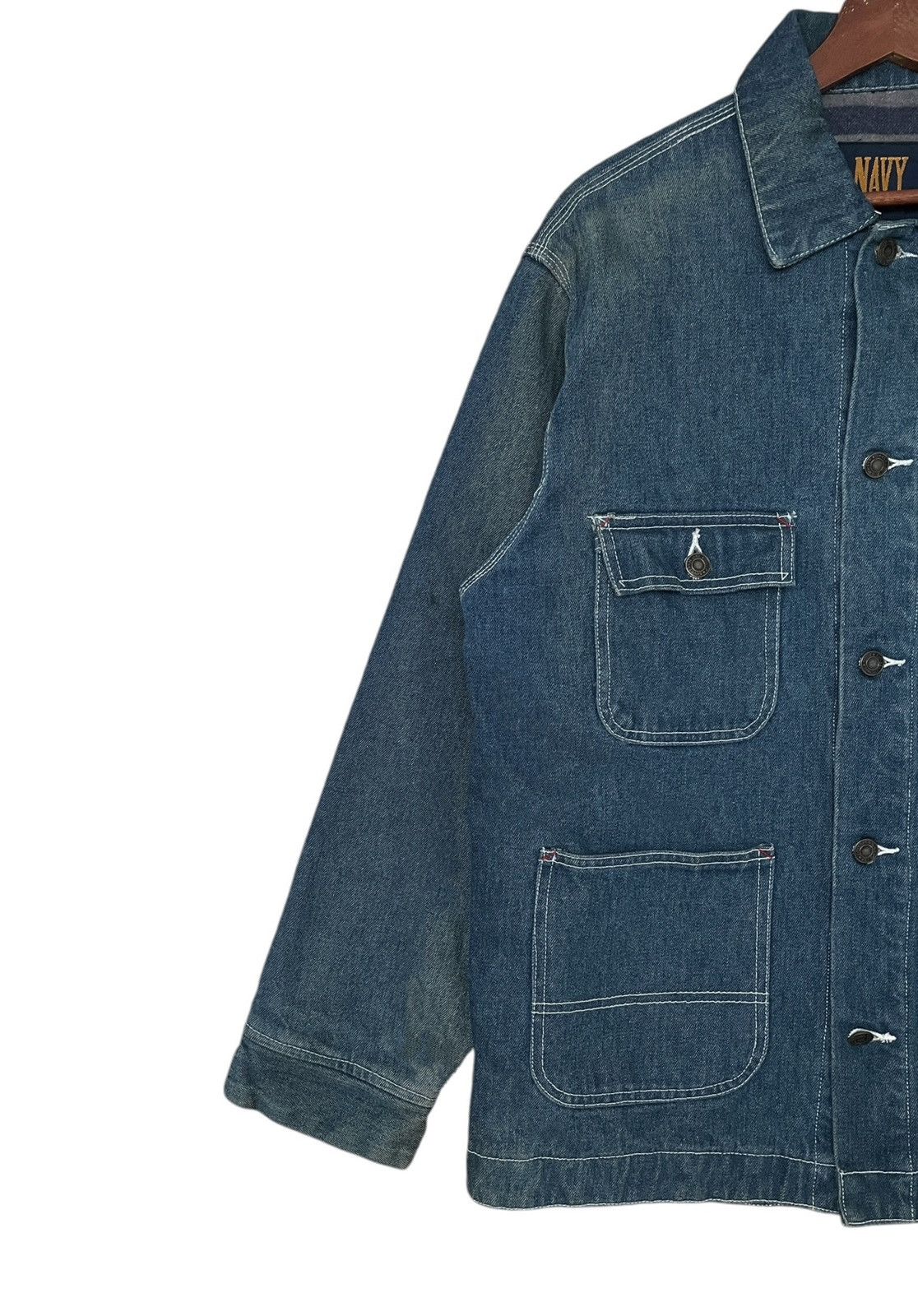 Vintage Vintage Brand Navy Fur Denim Chore Jacket 1990s Size US M / EU 48-50 / 2 - 5 Thumbnail