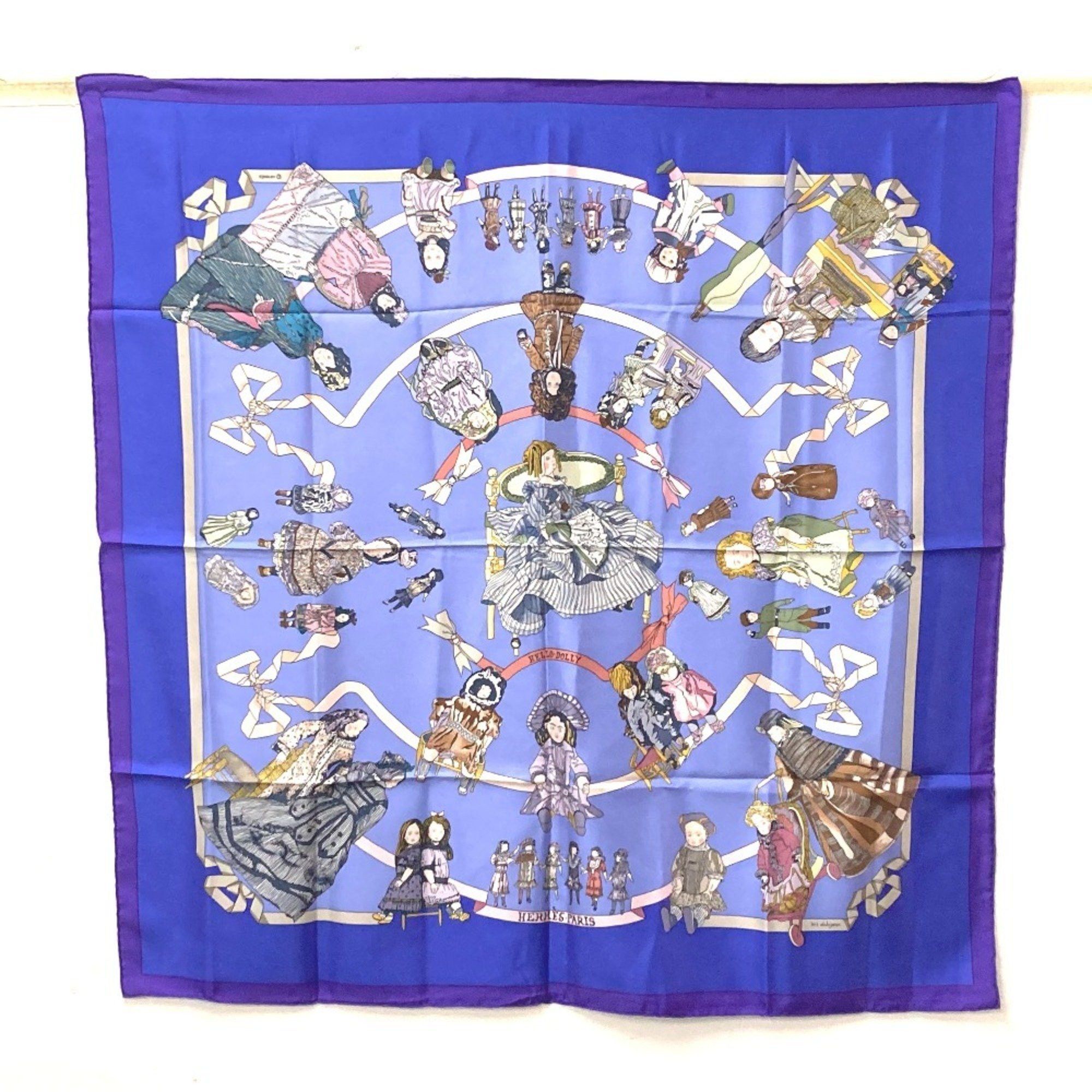 HERMES Carre 90 Doll HELLO DOLLY Hello Dolly Scarf Silk Women's Purple