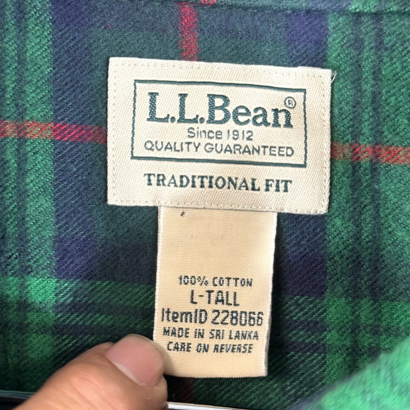 Vintage L.L. Bean Button Down Flannel Shirt Mens L Tall Green Blue Plaid Long Sleeve Size US L / EU 52-54 / 3 - 5 Thumbnail