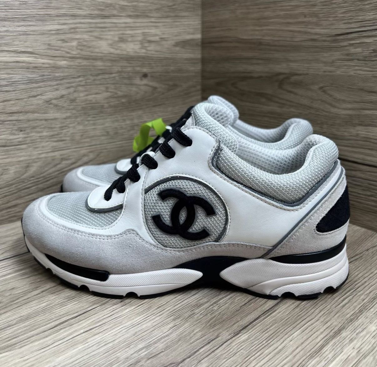 Chanel Chanel Grey & White Interlocking CC Sneakers J41 Size US 7.5 / IT 37.5 - 1 Thumbnail