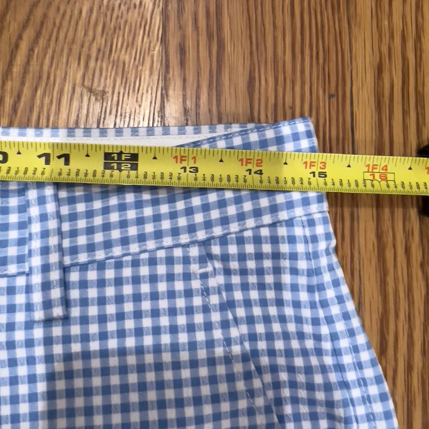 Footjoy Footjoy FJ Shorts Mens Blue Check Seersucker Golf Stretch Chino 30 Regular Inseam 10" Polyester Spandex Size US 30 / EU 46 - 6 Thumbnail