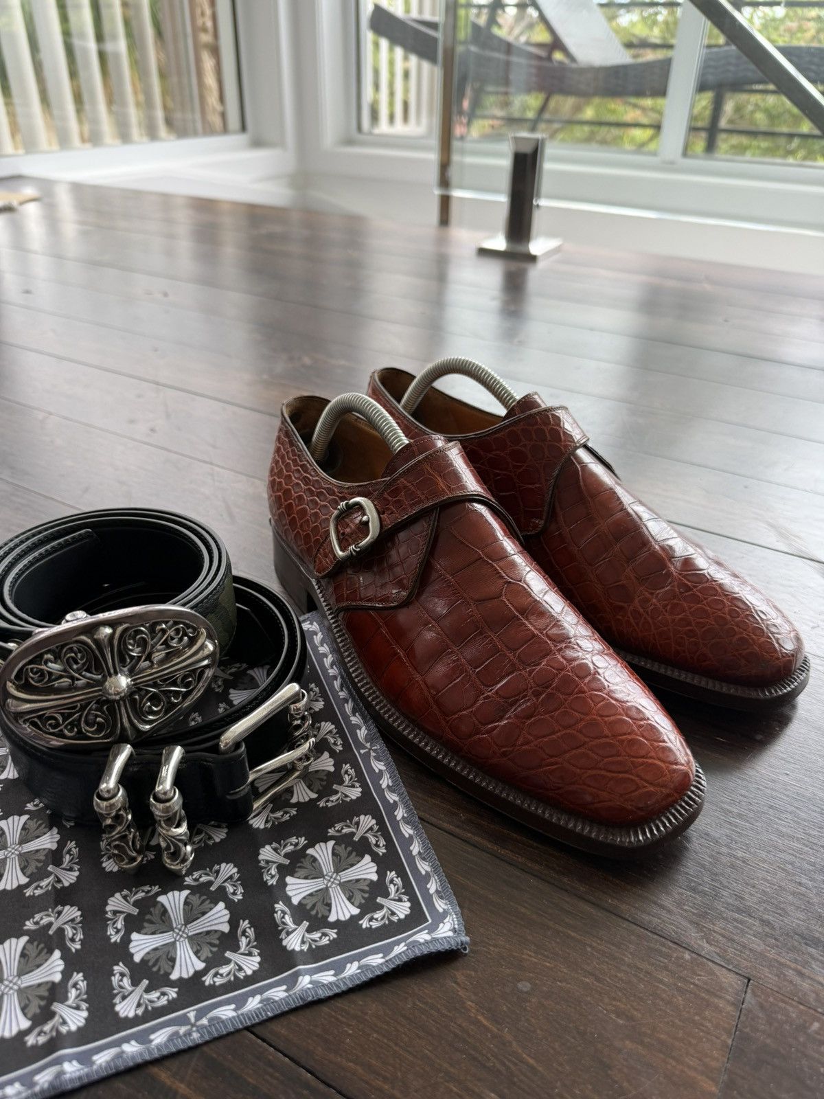 Chrome Hearts Chrome Hearts X John Lobb crocodile monk strap loafers Size US 9 / EU 42 - 10 Thumbnail