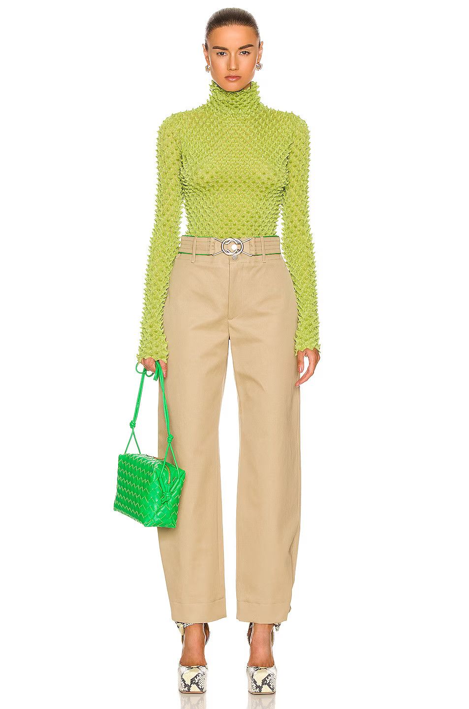 Bottega Veneta o1loc1c0824 706208 Sweater in Kiwi Size M / US 6-8 / IT 42-44 - 4 Thumbnail