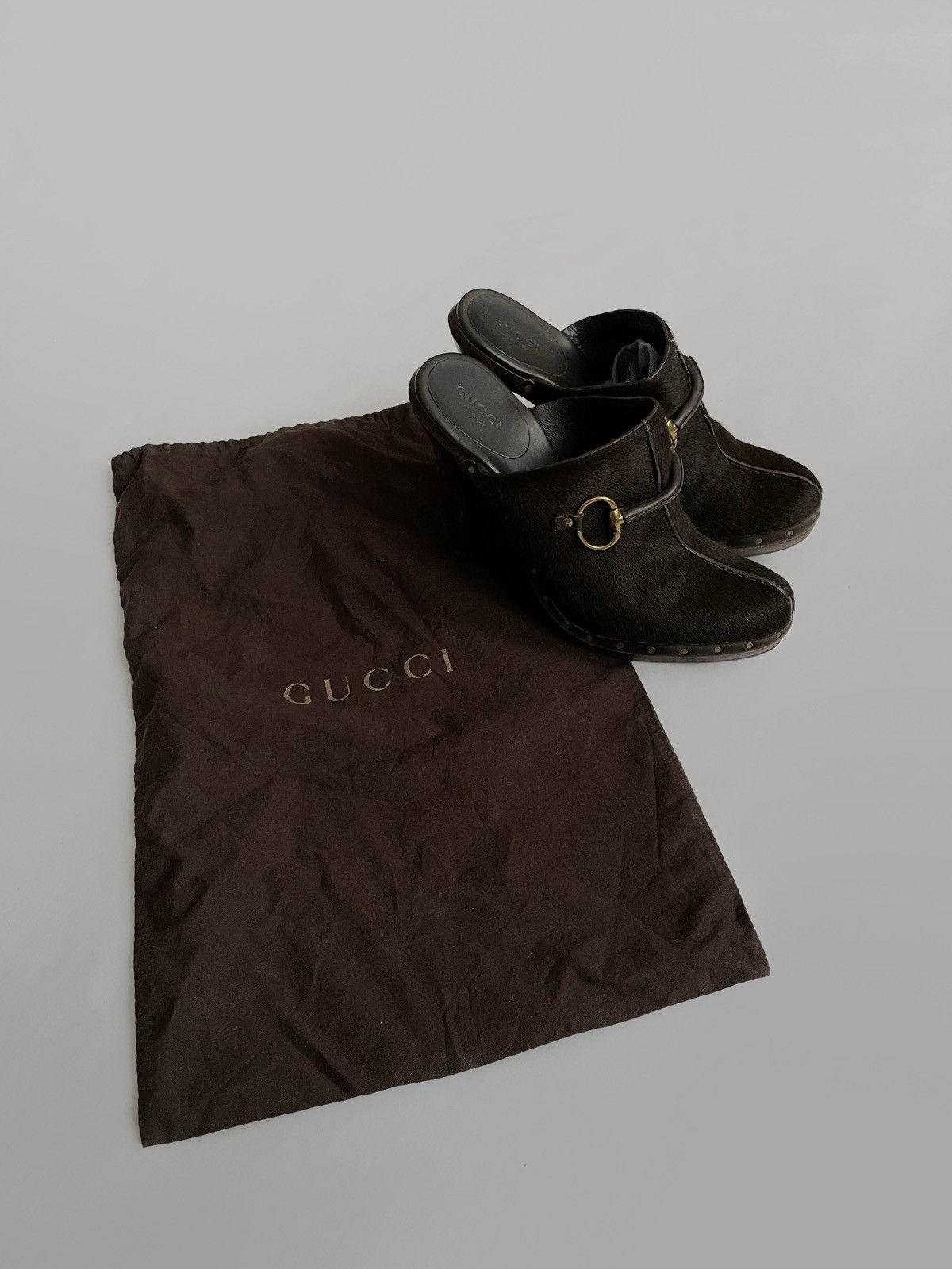 Gucci Tom Ford archive fur/leather platform mules