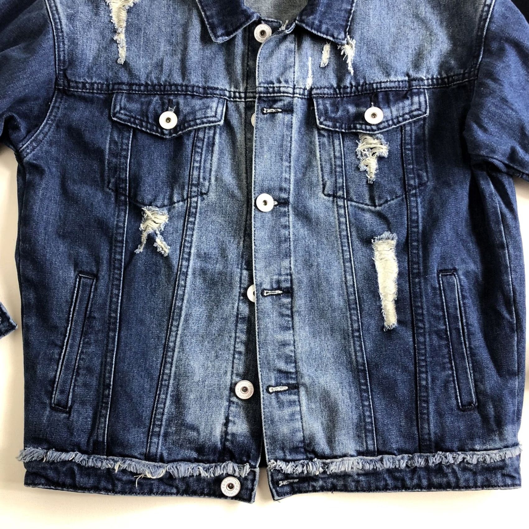 Denime N.W.A. Trucker Jacket Denim Graphic Print Mens Large Blue Colorful Camouflage All Seasons Jacket Men Size US L / EU 52-54 / 3 - 4 Thumbnail