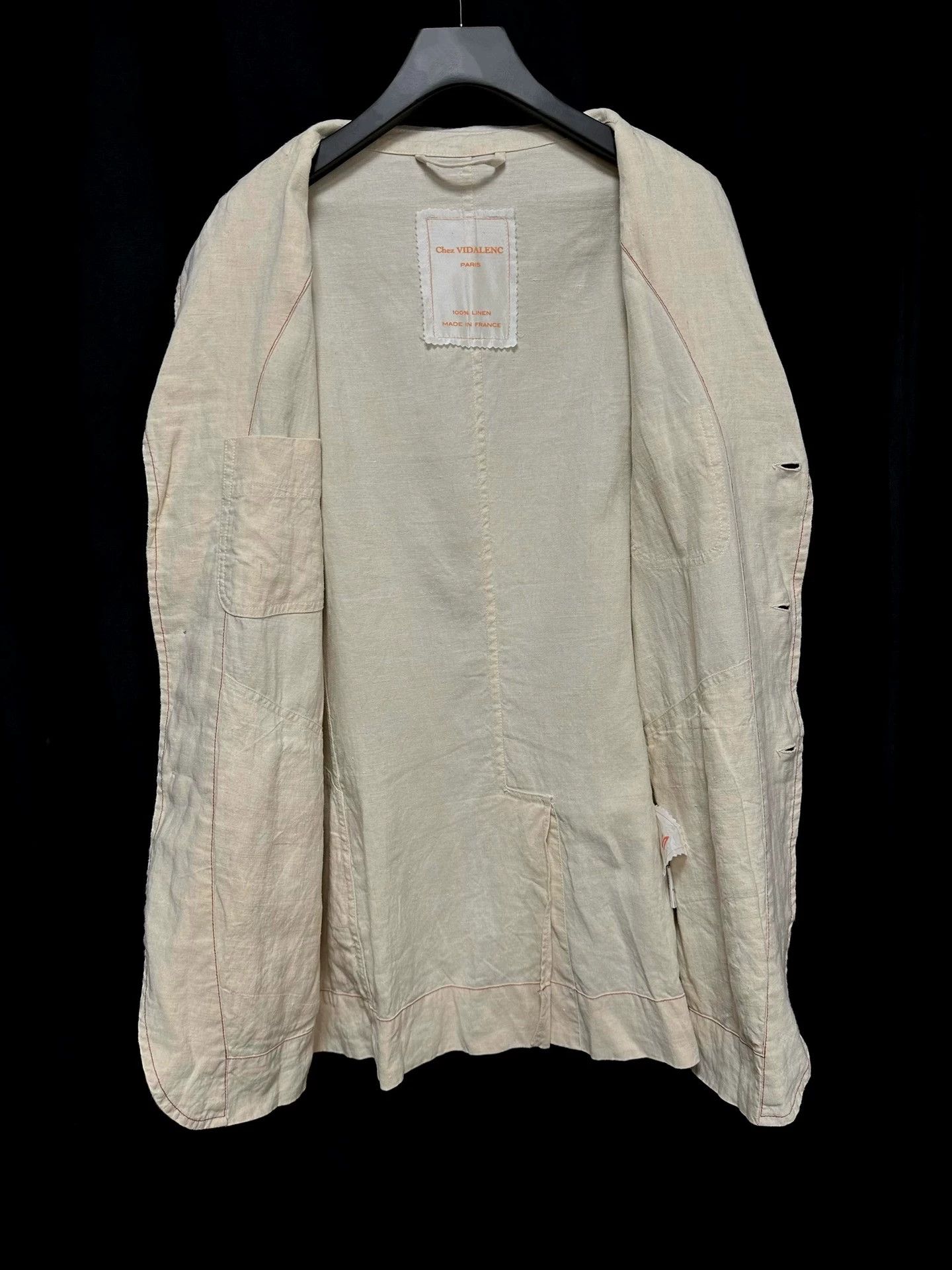 Other Chez VIDALENC Hand-stitched Linen Jacket Tea Dyed Size US M / EU 48-50 / 2 - 3 Thumbnail
