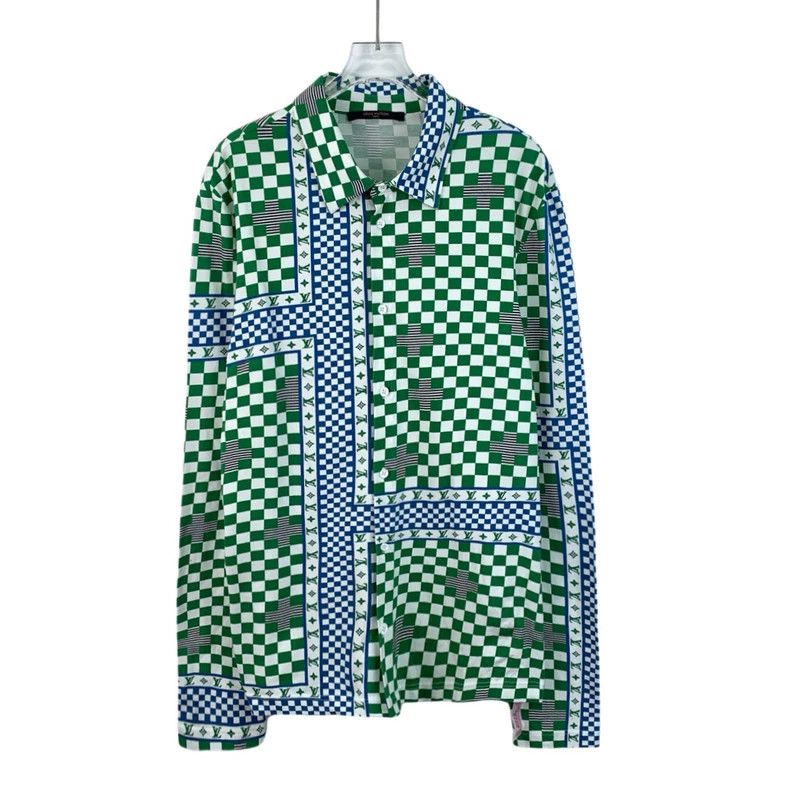 Louis Vuitton Louis Vuitton 22 green checkerboard long-sleeved shirt Size US L / EU 52-54 / 3 - 1 Thumbnail