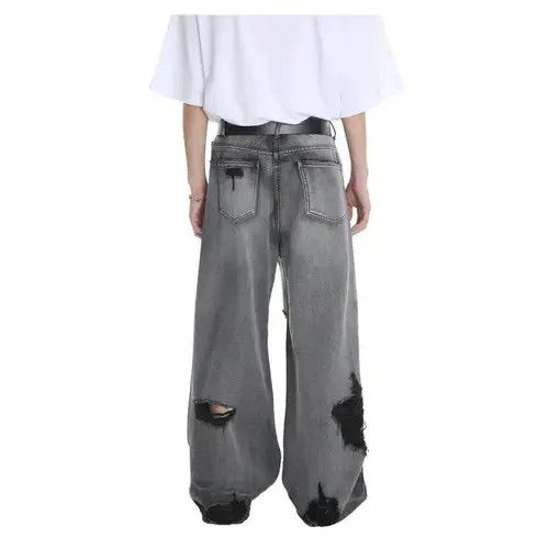 Japanese Brand × Jean Gray Baggy Distressed Jeans, Ripped Jeans Size US 30 / EU 46 - 4 Thumbnail