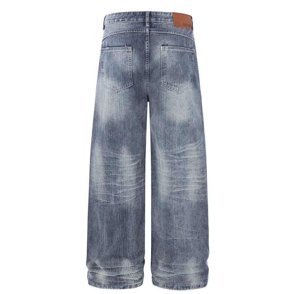 Jean Punk Retro Gradient Washed Wide-Leg Jeans for Men Size US 32 / EU 48 - 2 Thumbnail