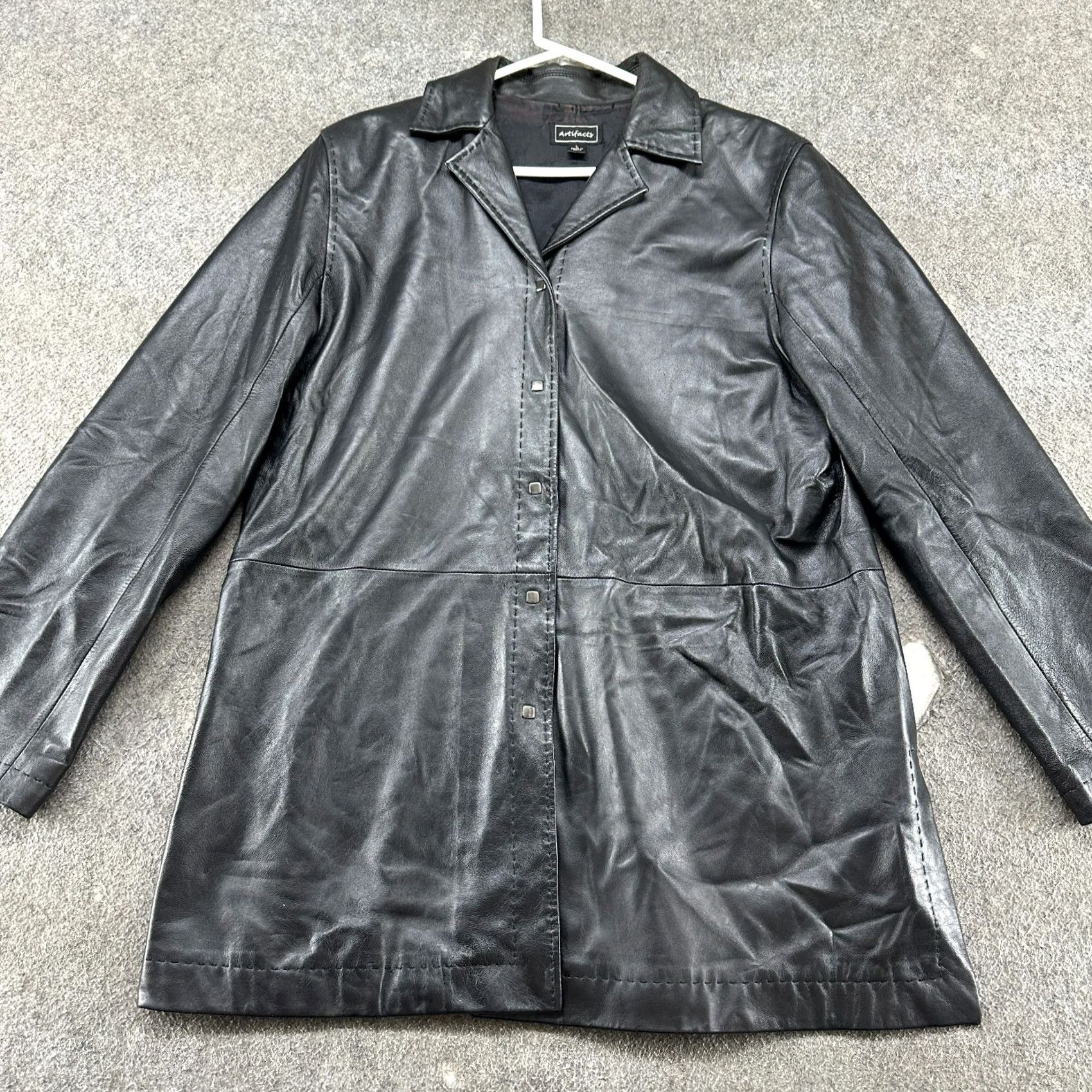 Vintage VINTAGE Artifacts Coat Womens L Black Long Genuine Leather Lined Overcoat 90s Size L / US 10 / IT 46 - 3 Thumbnail