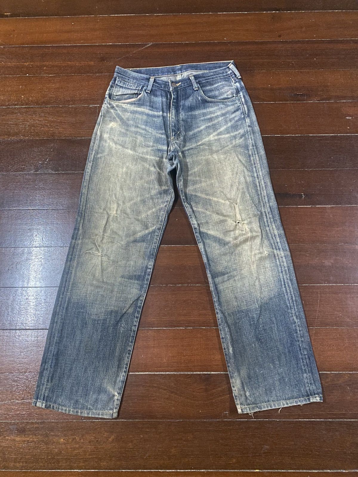 Levi's Rare Levi’s 553 Fade Denim mud wash distressed selvedge Size US 33 - 1 Thumbnail