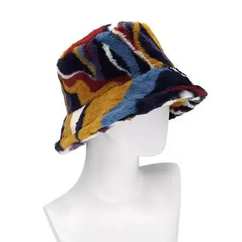 Other Colorful Camouflage Faux Fur Bucket Hat Size ONE SIZE - 2 Thumbnail