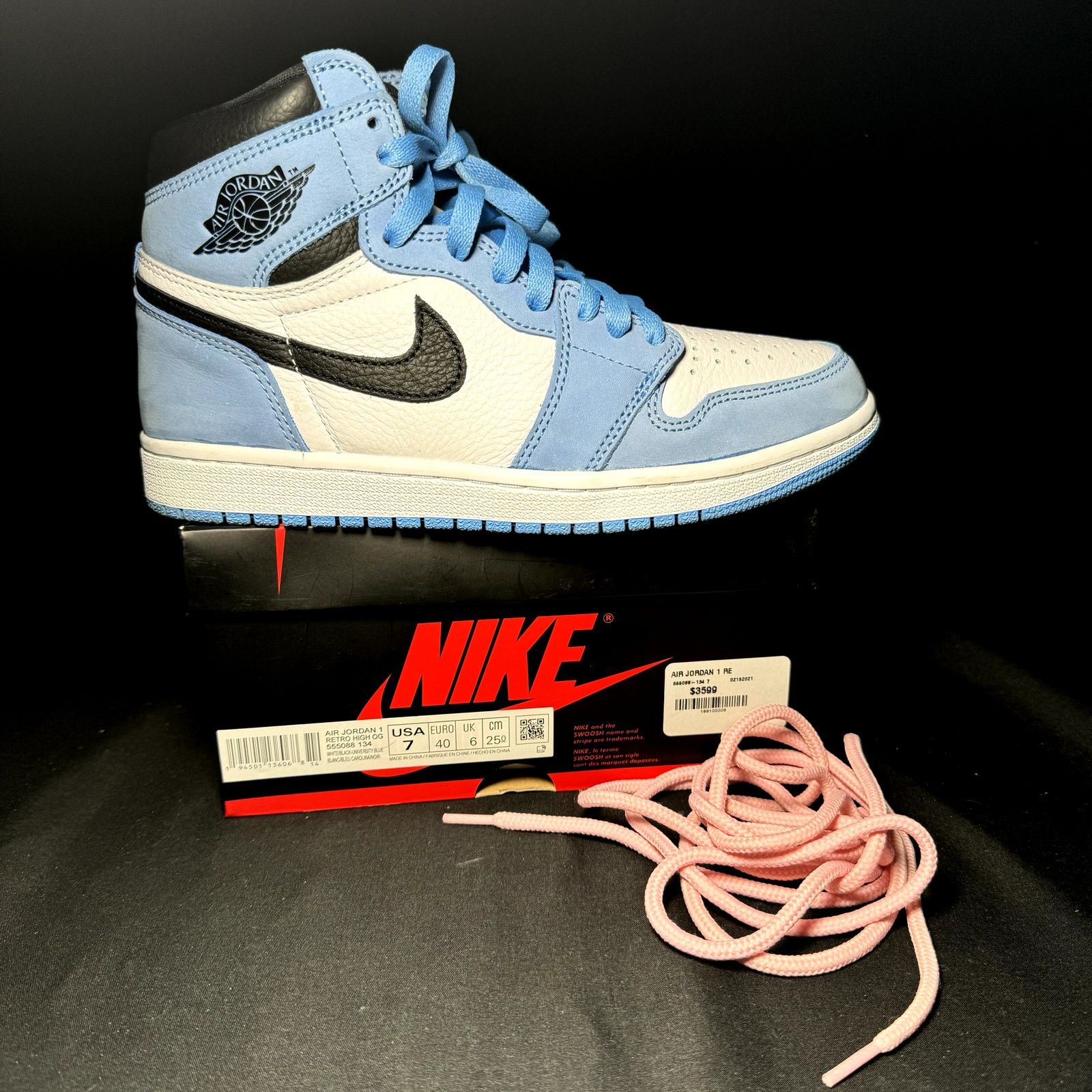 Jordan Brand × Nike Nike Air Jordan 1 Retro High OG University Blue - Size 7 Size US 7 / EU 40 - 1 Thumbnail