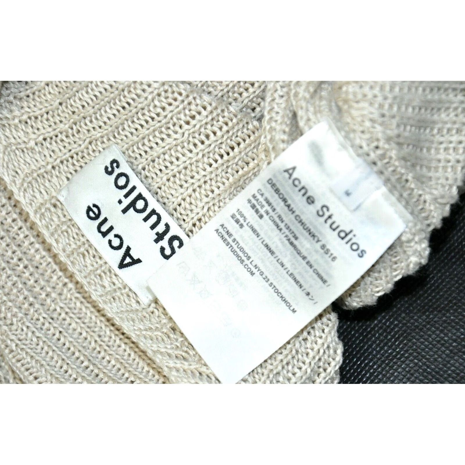 Acne Studios ACNE STUDIOS DEBORAH CHUNKY OVERSIZED LINEN SWEATER M Beige Womens Pullover Long Sleeve V-Neck Size M Size M / US 6-8 / IT 42-44 - 6 Thumbnail