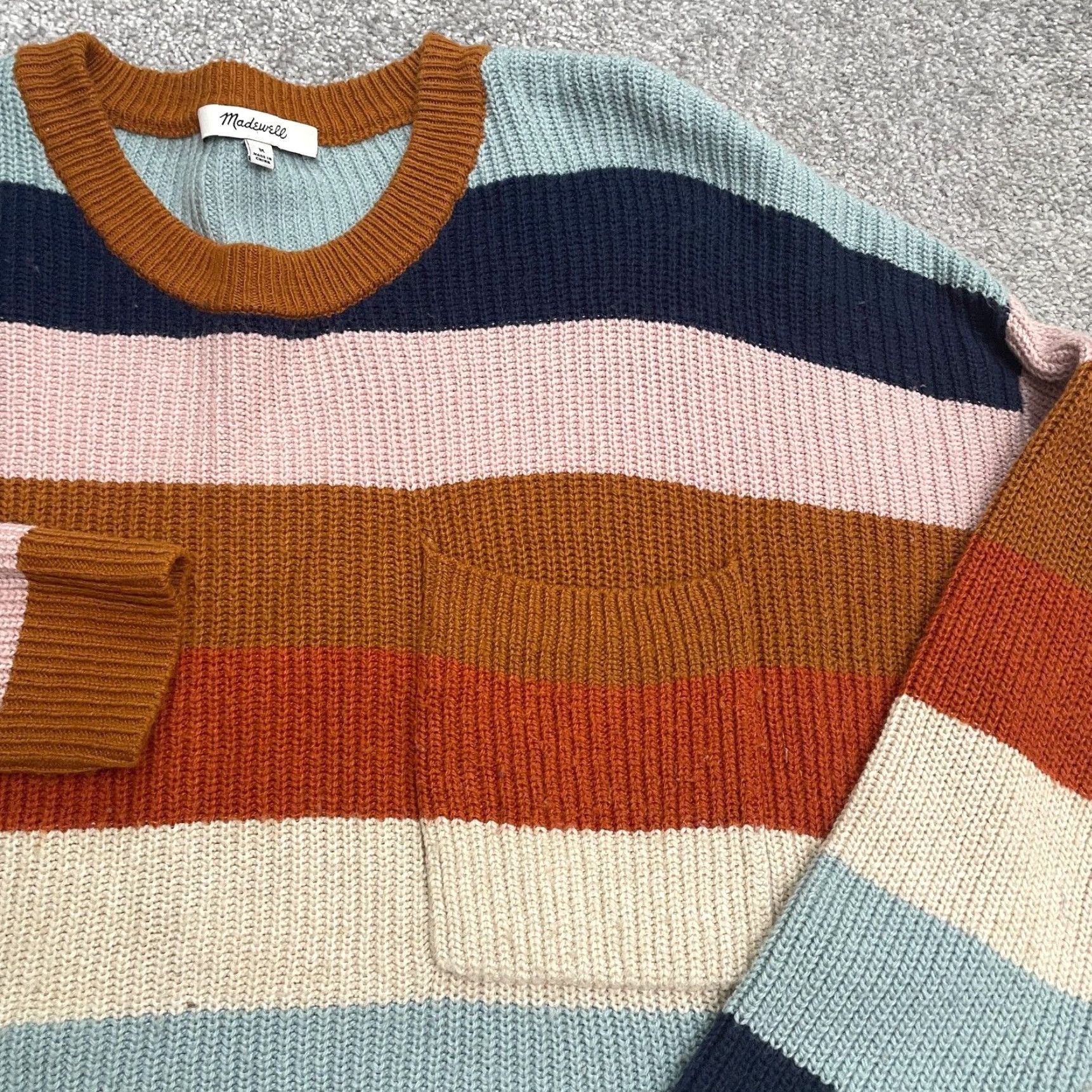 Madewell Madewell Pullover Sweater Womens M Multicolor Striped Crew Neck Knit Casual Knitwear All Seasons, Breathable, Stretch Womens Mens style Size M / US 6-8 / IT 42-44 - 3 Thumbnail