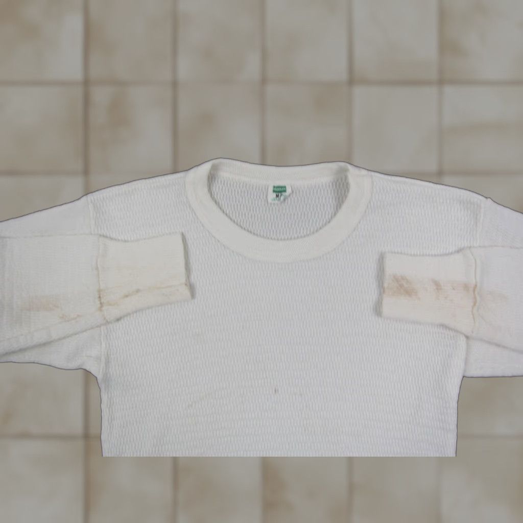 Hanes VINTAGE Hanes Shirt Mens M Ivory Thermal Crew Neck Knit 70s 60s Size US M / EU 48-50 / 2 - 1 Thumbnail