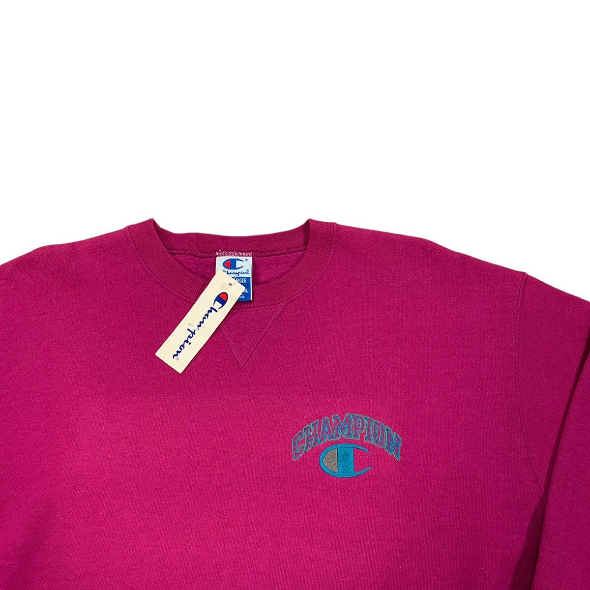 Champion VTG Champion Purple & Turquoise Embroidered Logo Sweatshirt Size US XXL / EU 58 / 5 - 2 Thumbnail