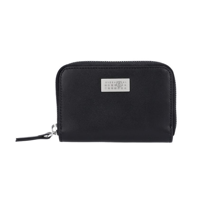 Card Holder With Metal Patch in Black, Men's