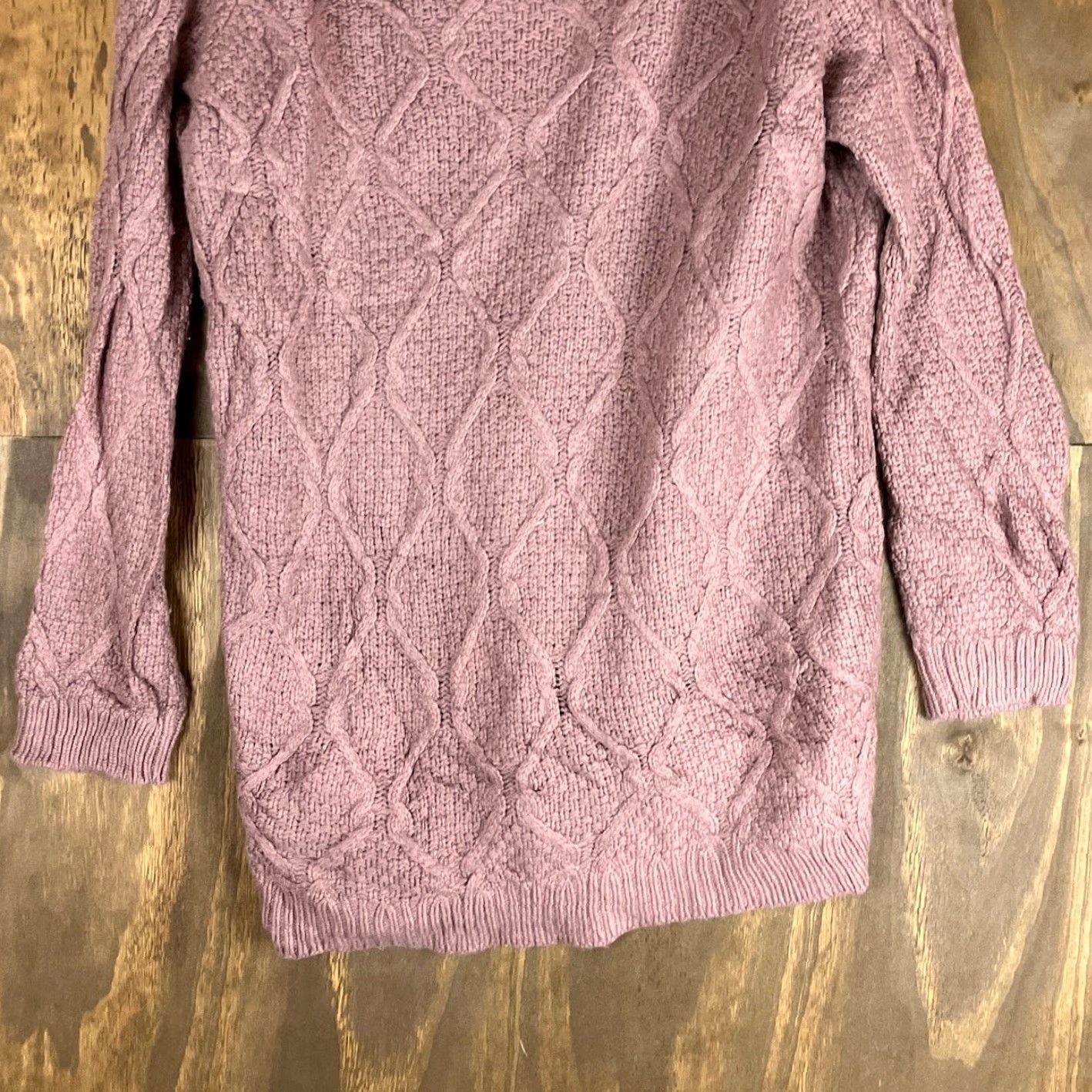 Ann Taylor VINTAGE Ann Taylor LOFT Womens Sweater Dusty Rose Cable Knit Boat Neck Wool Blend XLM Size XL / US 12-14 / IT 48-50 - 3 Thumbnail