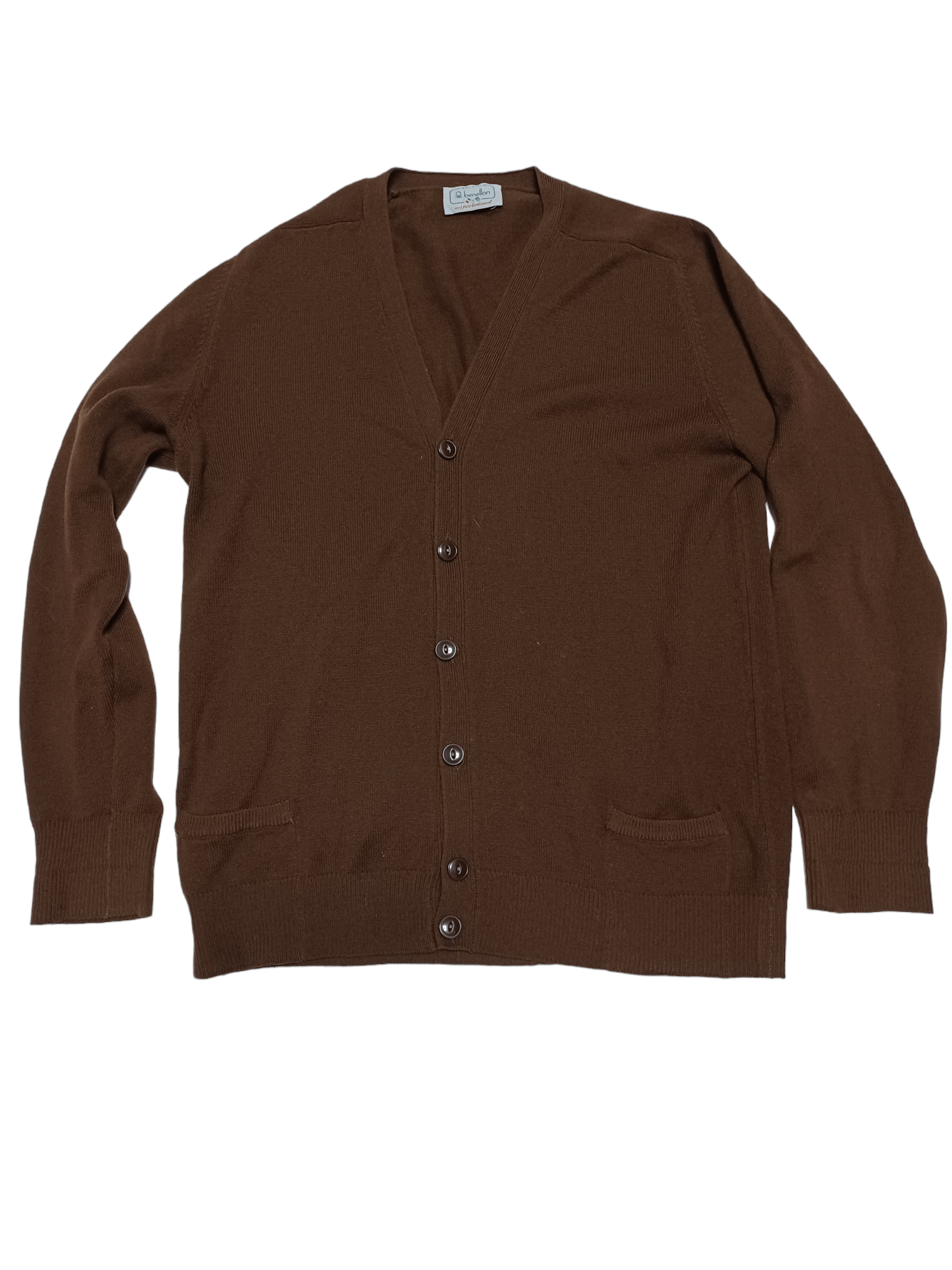 Benetton 100% LAMBSWOOL VINTAGE MADE IN ITALY BENETTON CARDIGAN Size US L / EU 52-54 / 3 - 1 Thumbnail