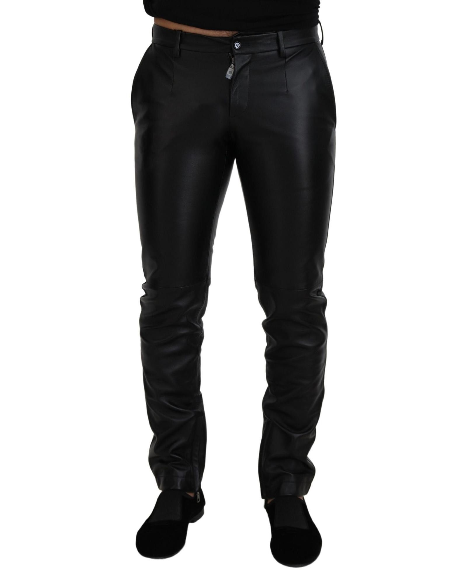 Image of Dolce Gabbana Shiny Stretch Skinny Pants in Black, Men's (Size 30)