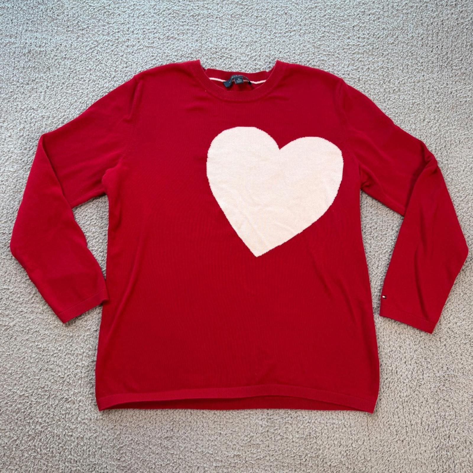 Tommy Hilfiger Tommy Hilfiger Red Heart Knit Sweater Crewneck Womens XL Size XL / US 12-14 / IT 48-50 - 1 Thumbnail