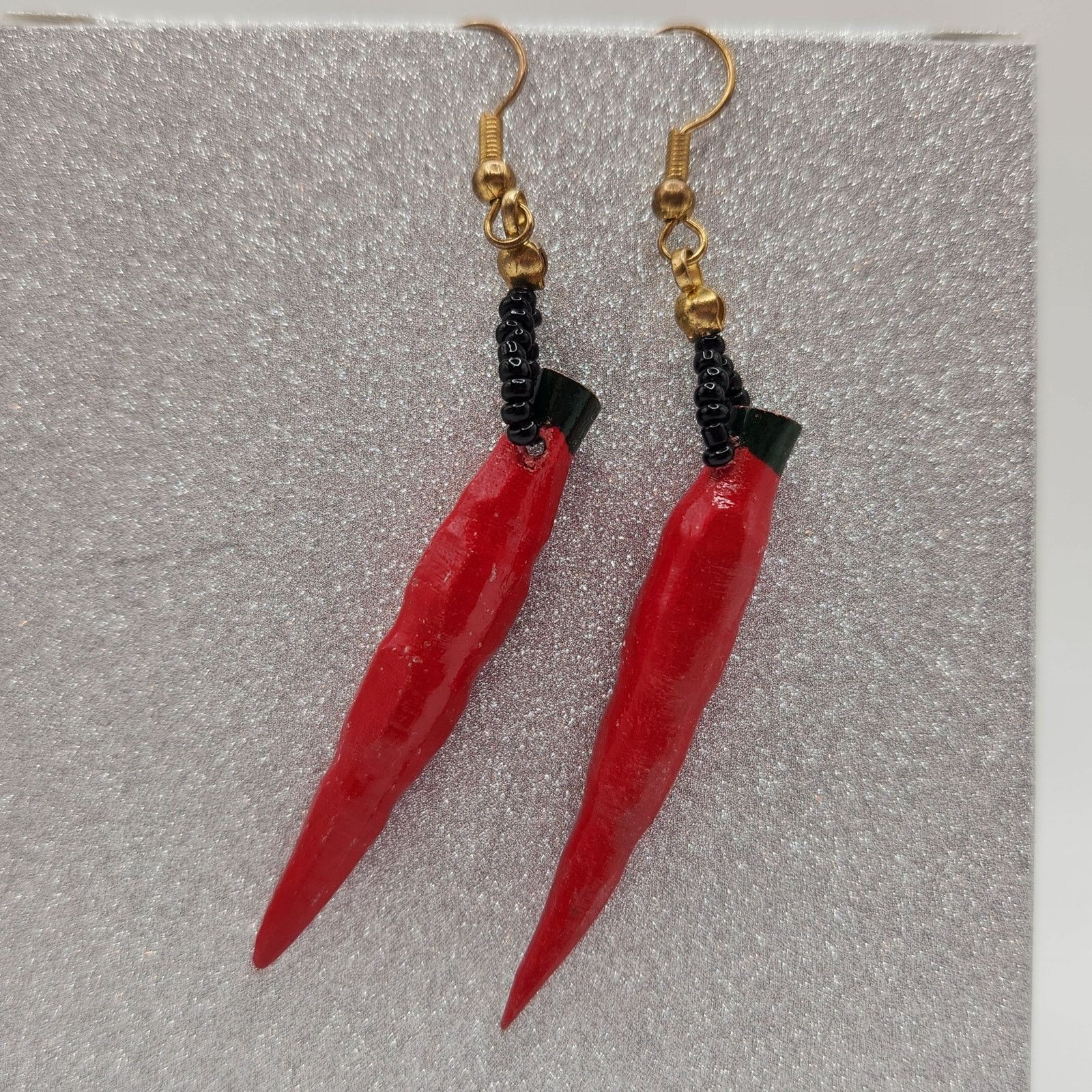 Other Red Chili Pepper Dangle Earrings with Hooks Size ONE SIZE - 2 Thumbnail