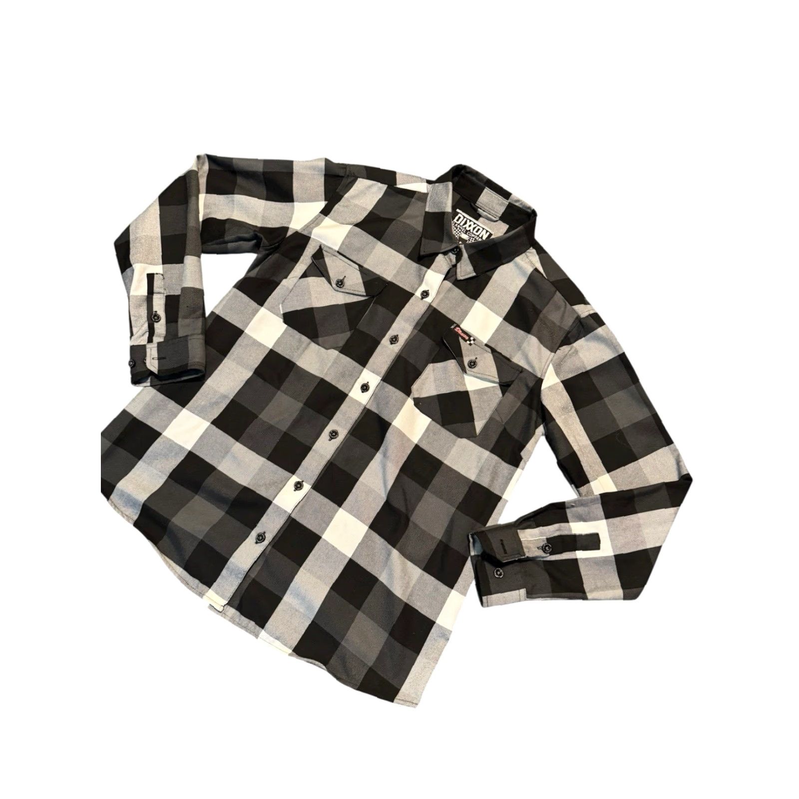 Vintage Dixxon Flannel Co The Finish Line Mens XL Button-Up Shirt Black White Gray Plaid Long Sleeve Collared Casual Workwear All Seasons Size US XL / EU 56 / 4 - 3 Thumbnail