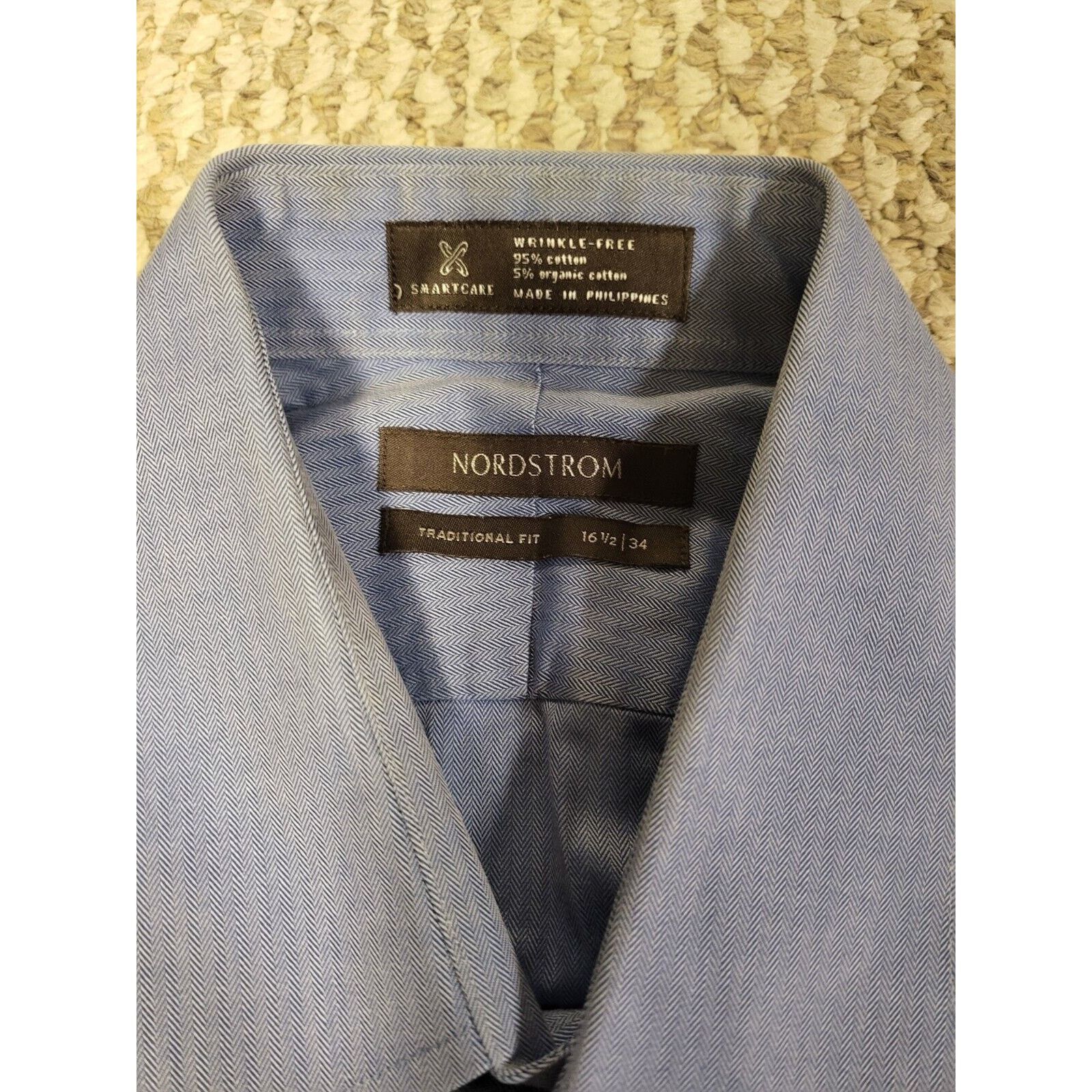 Nordstrom Nordstroms Mens Dress Shirt 16.5 34, Color Is Blue. Slim Fit Size US L / EU 52-54 / 3 - 3 Thumbnail