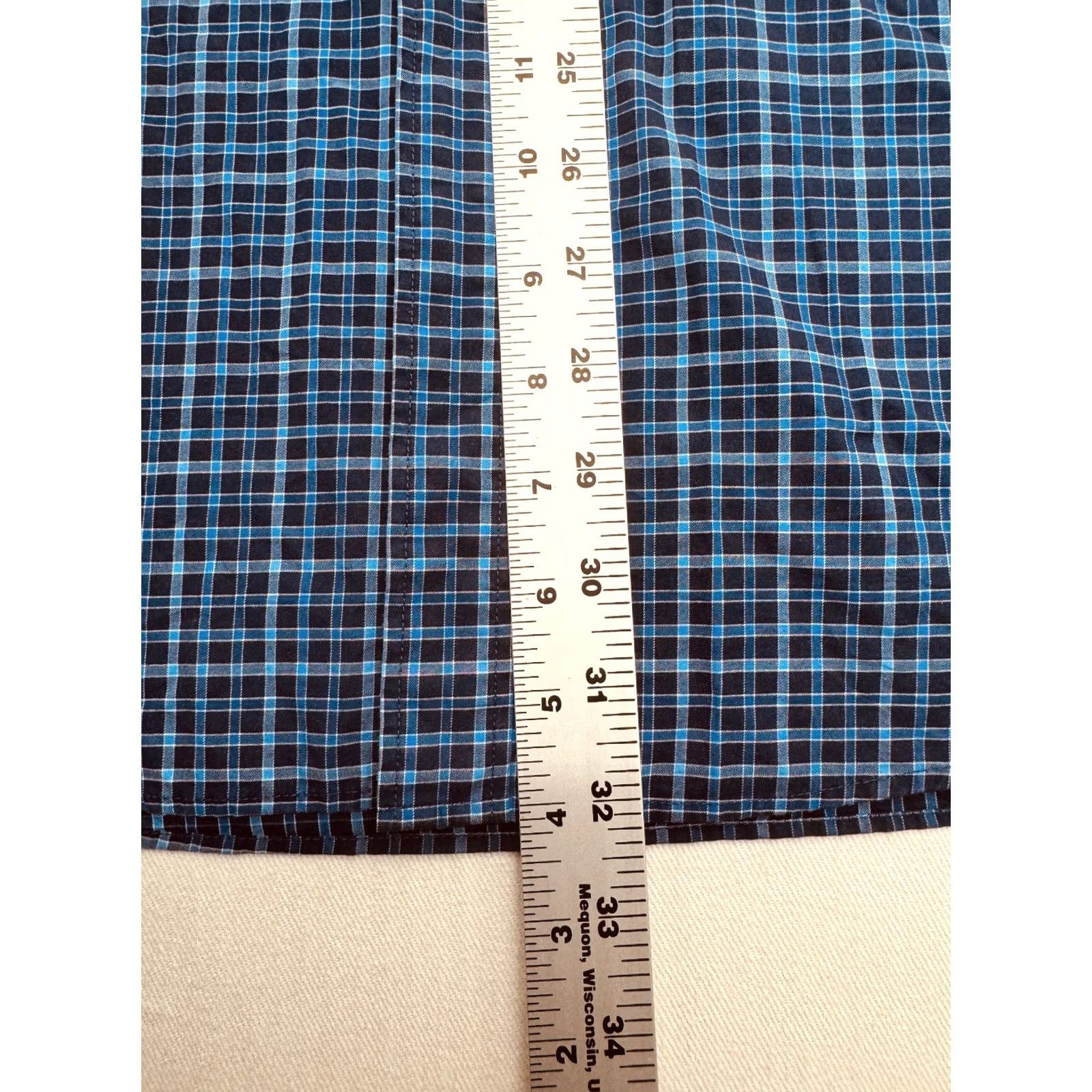 BUGATCHI BUGATCHI Blue Check Dress Shirt Long Sleeve Button Up Mens XL 2XL Shaped Fit Cotton Shirt Size US XXL / EU 58 / 5 - 7 Thumbnail